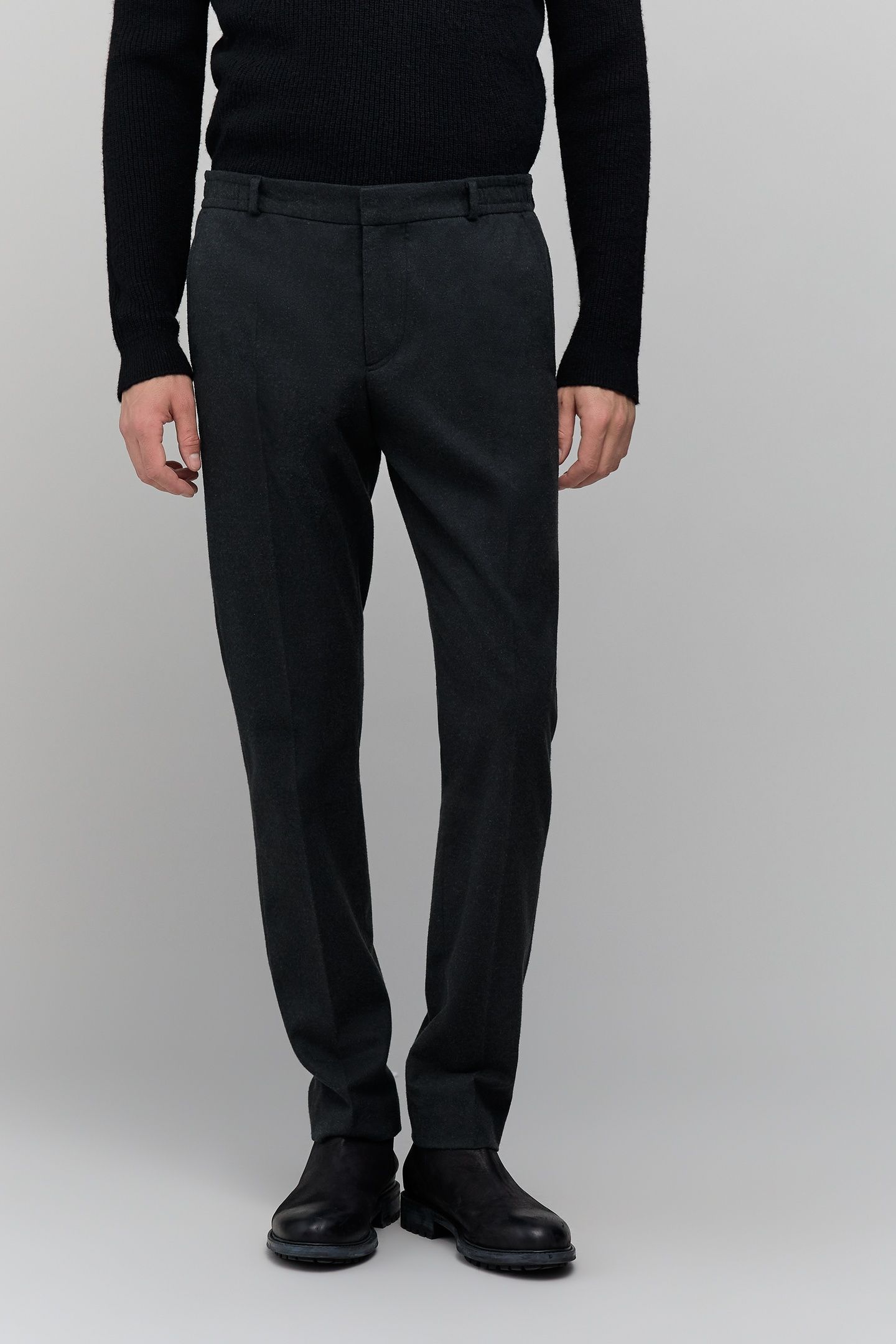 ANTHRACITE PANTS WITH ELASTIC WAISTBAND FOR MEN 2