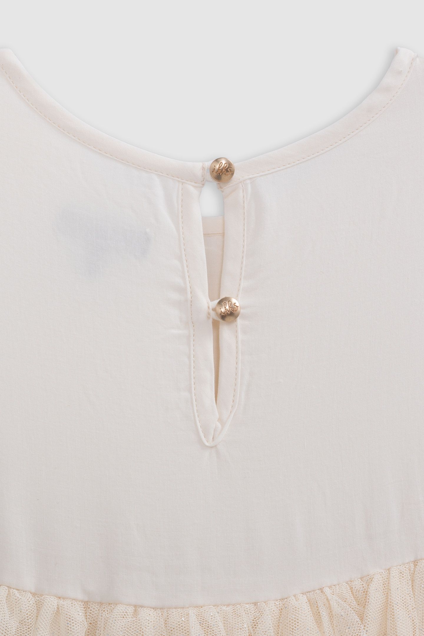 TWO-MATERIAL EMBROIDERED ECRU TUTU DRESS 7