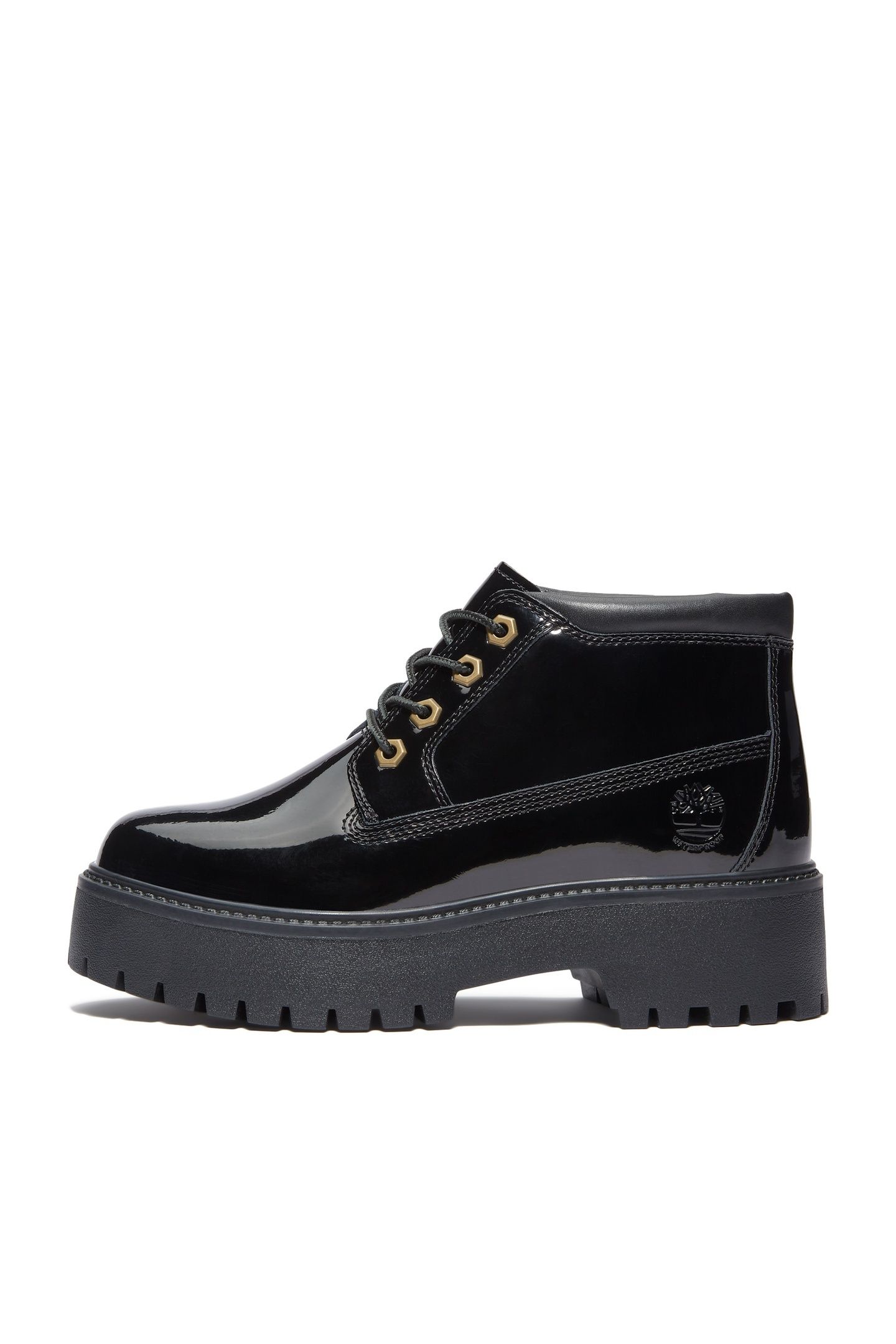 STONE STREET MID LACE UP WATERPROOF BOOT BLACK PATENT LEATHE 7