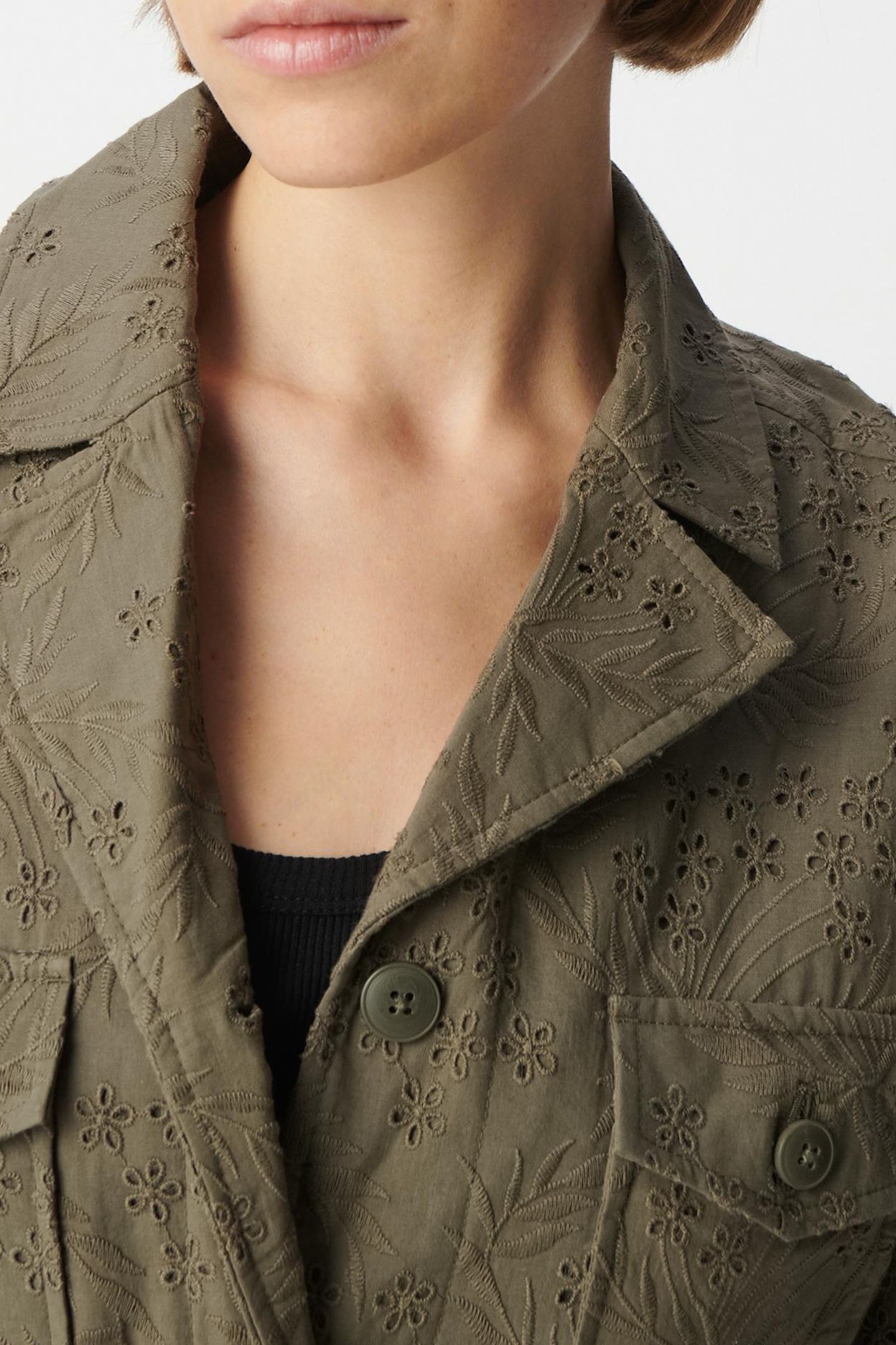 SAHARIENNE KHAKI ORGANIC COTTON EMBROIDERY ANGLAISE 6