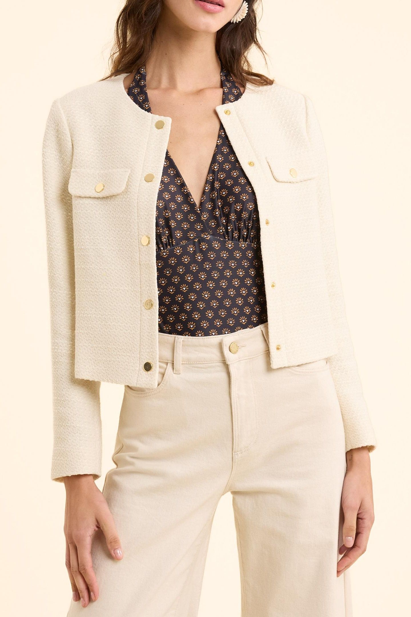 SHORT SQUARE JACKET IN ECRU I.CODE ECRU 1