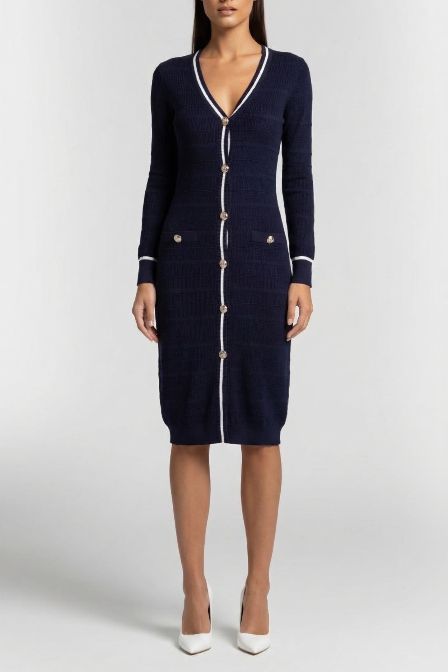 MARCIANO BY GUESS ADA LONG CARDI SWEATER NOCTURNAL NAVY 1