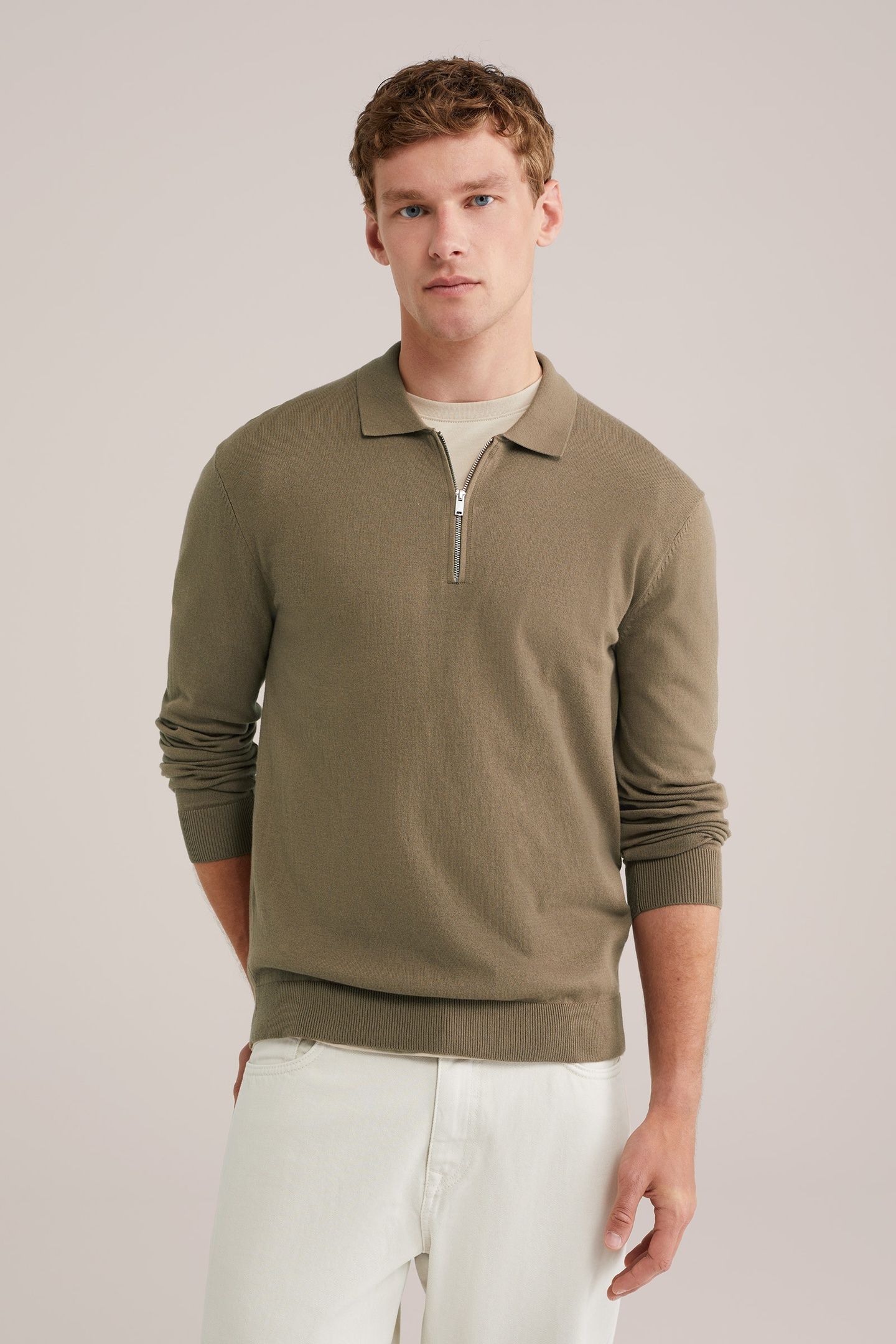 HALFWAY ZIPPER LIGHT BROWN 1