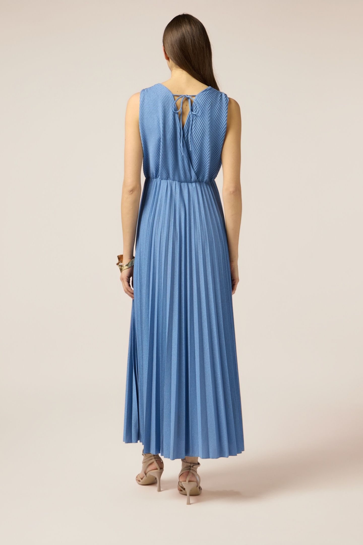 LONG PLEATED LUREX DRESS LIGHT BLUE 4