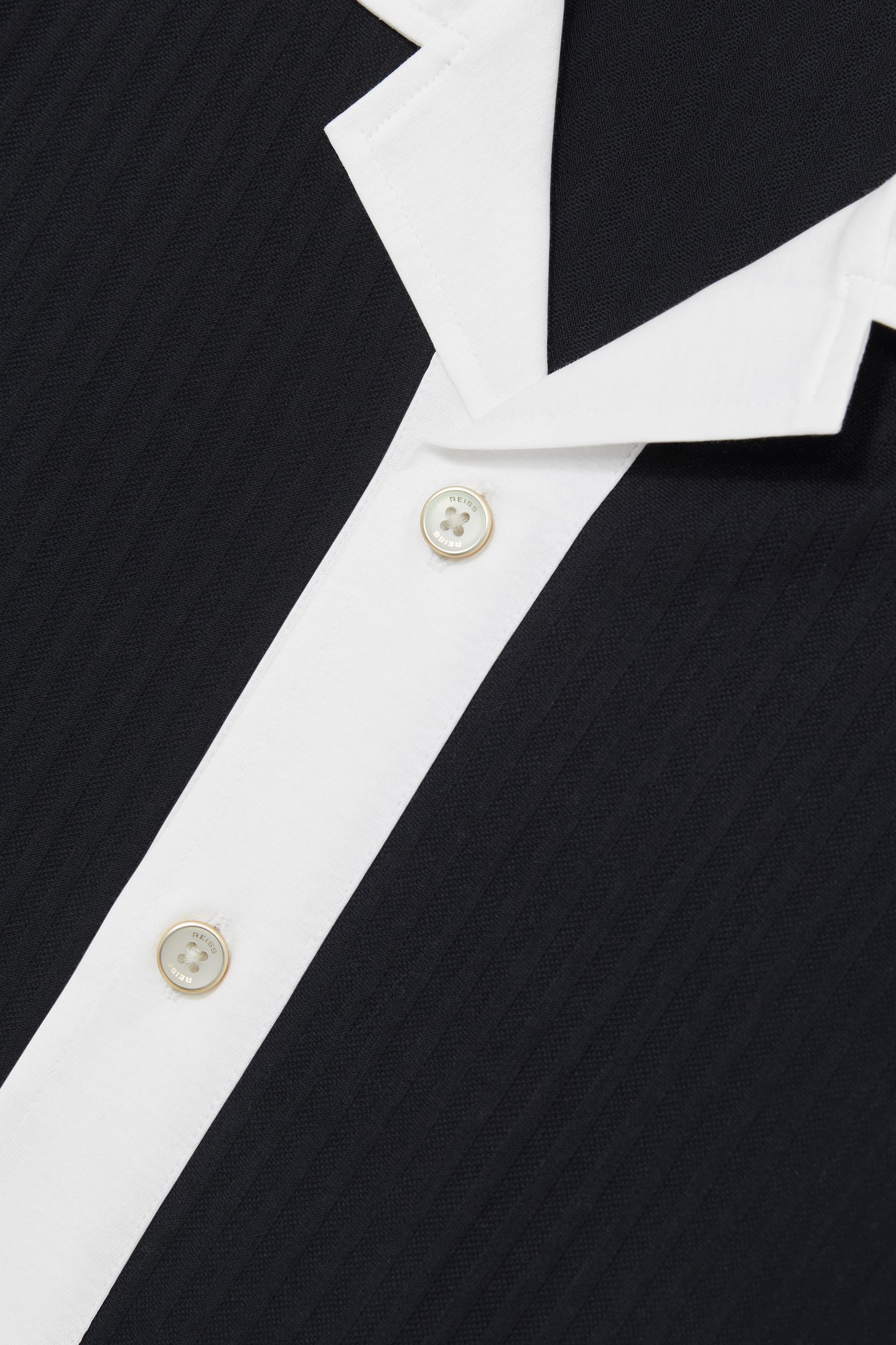 SS TEXTURED COLOUR BLOCK CUBAN SHIRT NAVY/WHITE 5