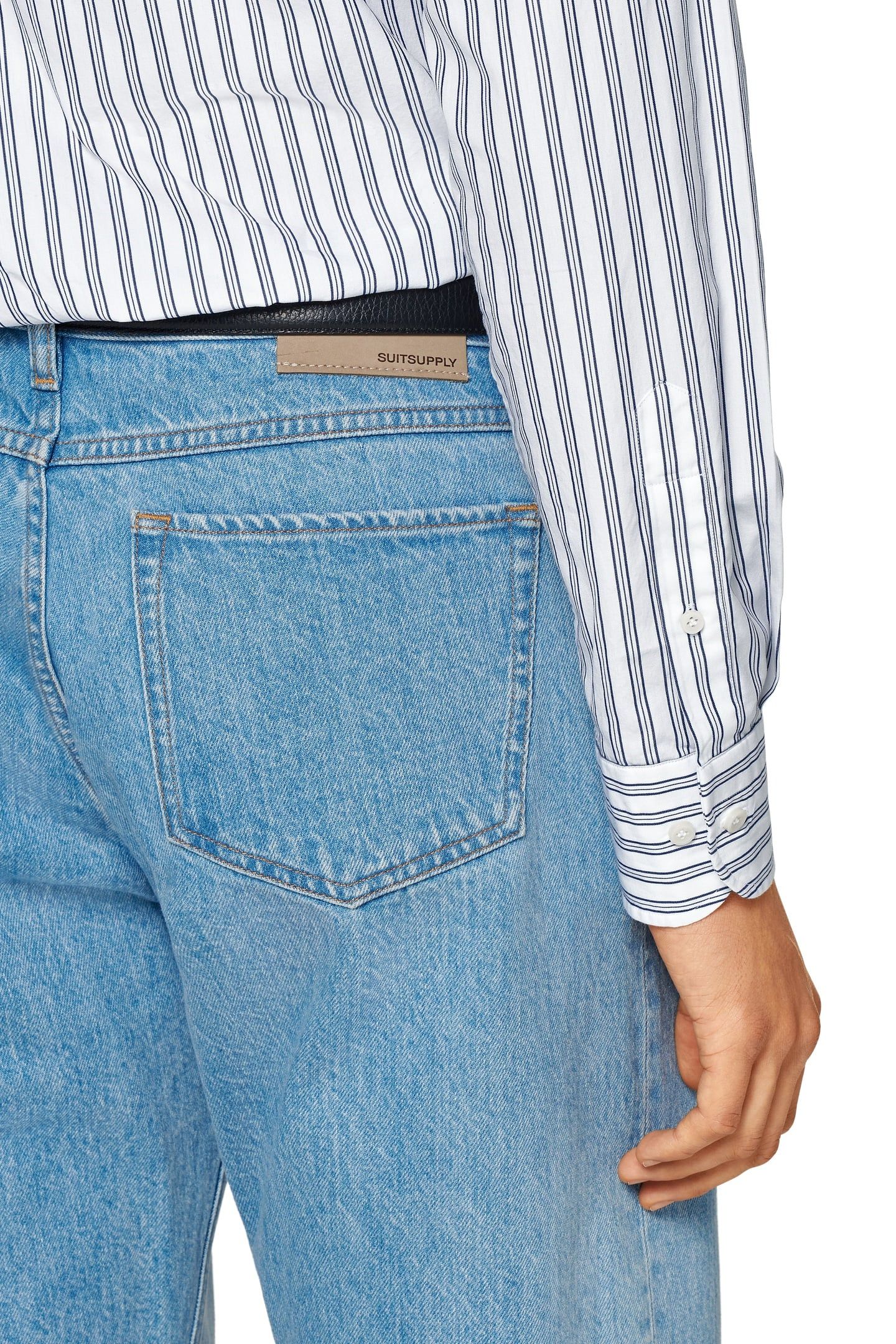 DARK BLUE STRIPE WASHED POPLIN NAVY 10