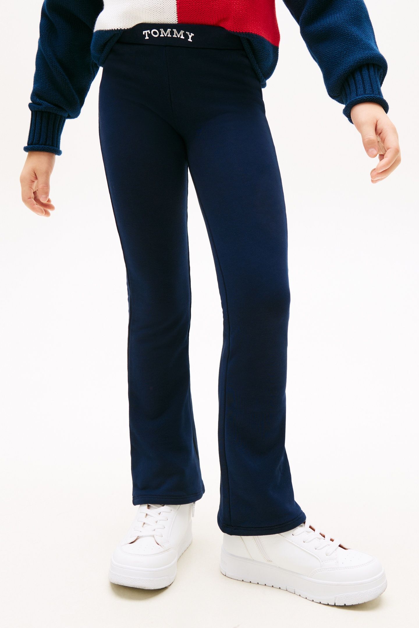 GIRLS TOMMY FOIL FLARE LEG DARK NIGHT NAVY 4