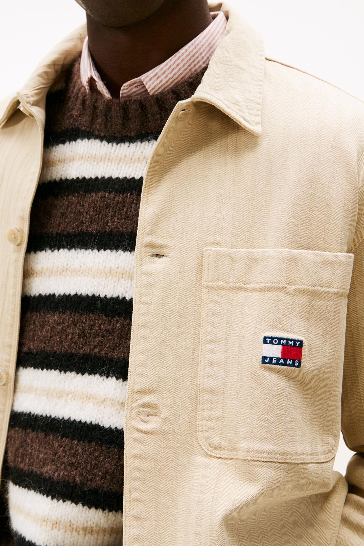 OVERSIZED FIT HERRINGBONE TWILL OVERSHIRT GULF SAND 4