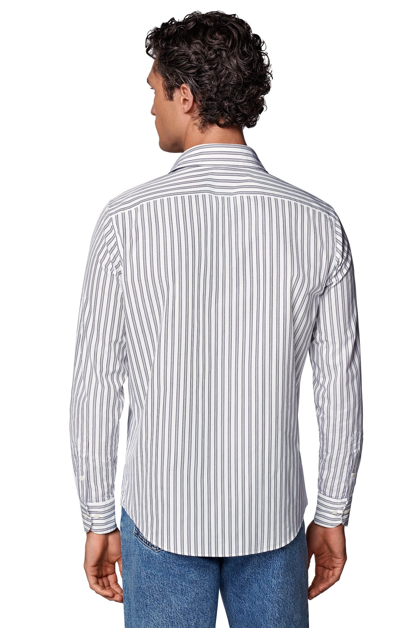 DARK BLUE STRIPE WASHED POPLIN NAVY 6