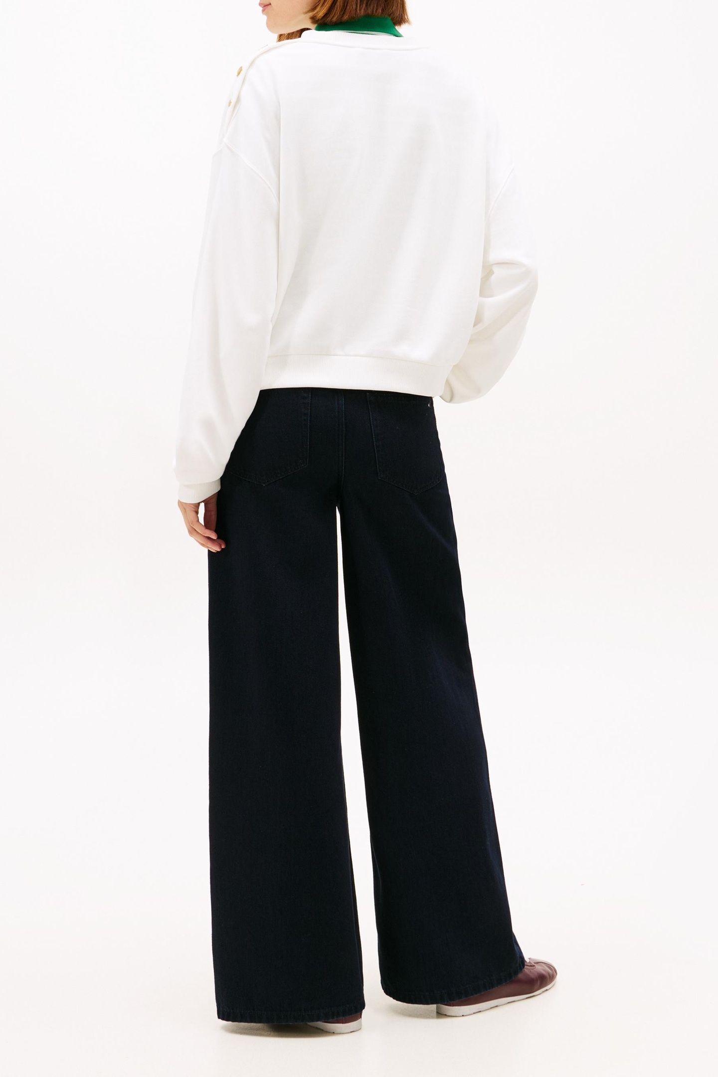 GOLD BUTTON SCRIPT TERRY PULLOVER SWEATSHIRT ECRU 3