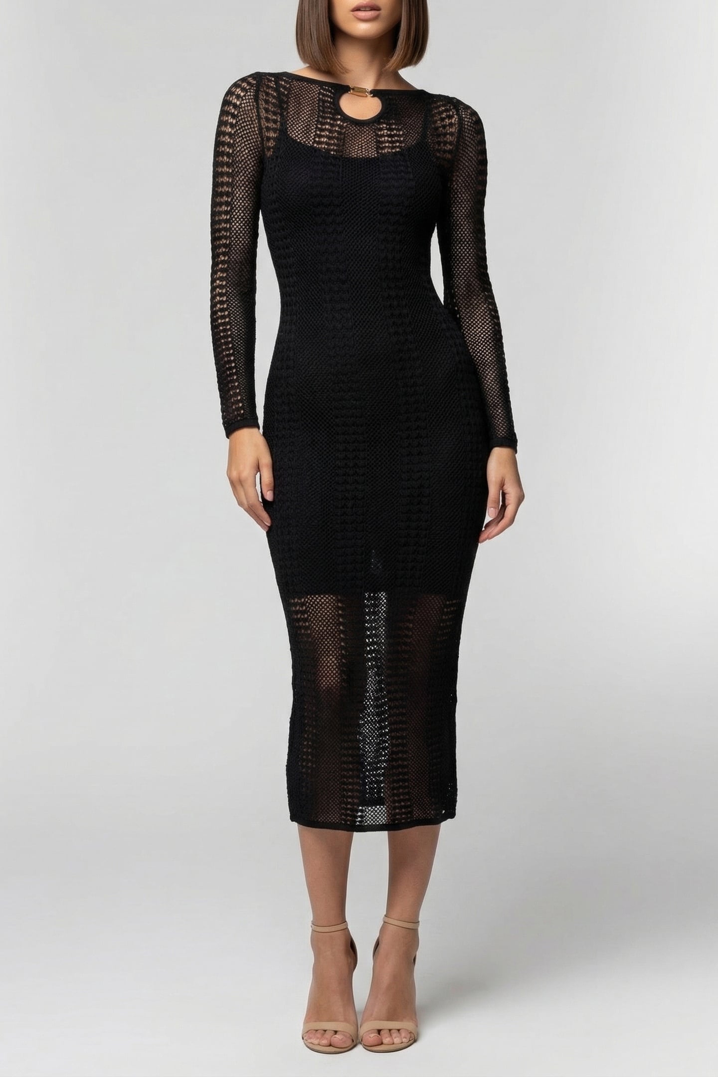 MARCIANO BY GUESS EMMA LS SWEATER DRESS JET BLACK 1