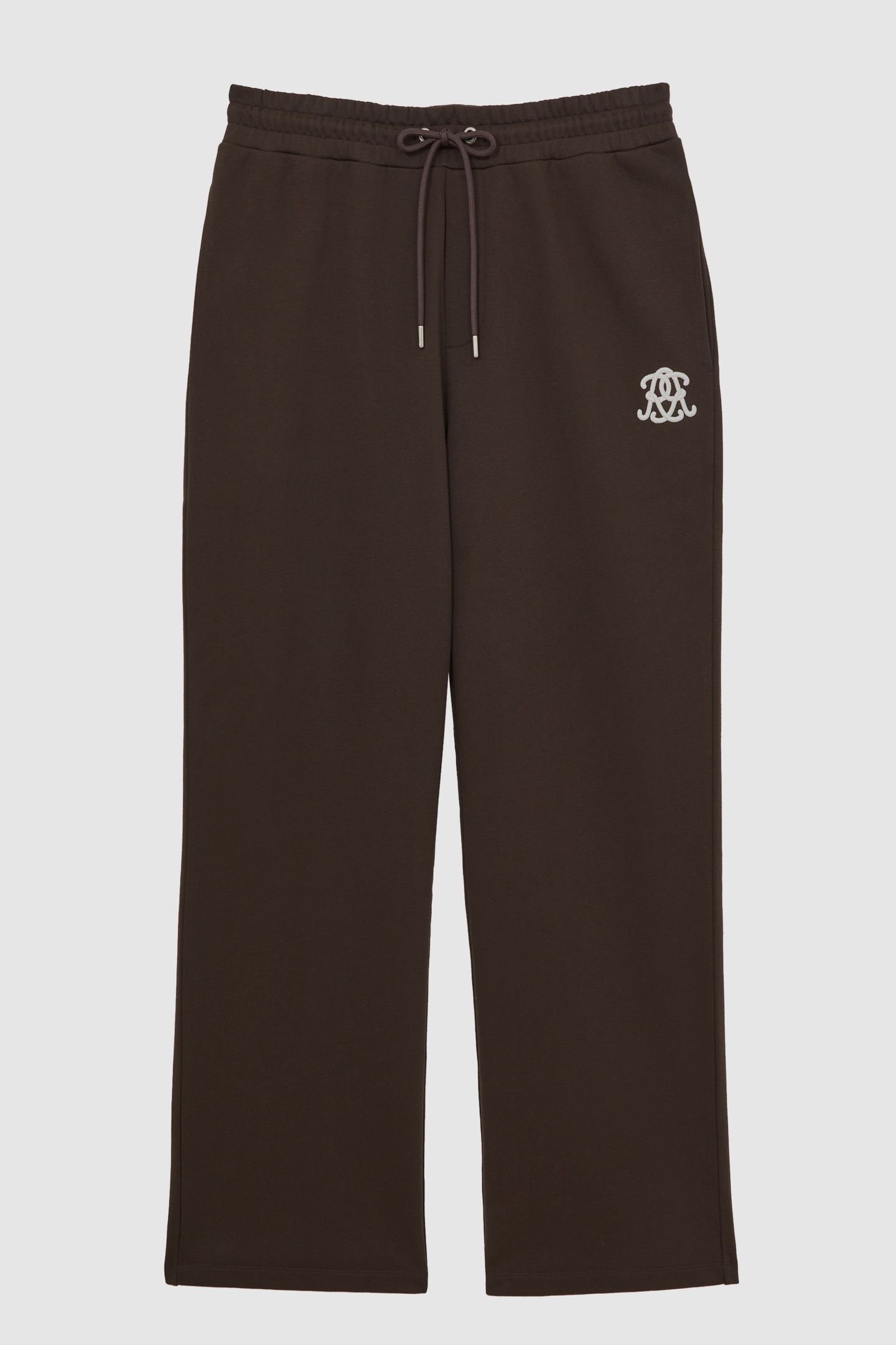 DRAWSTRING WIDE LEG MOTIF JOGGERS BROWN 4