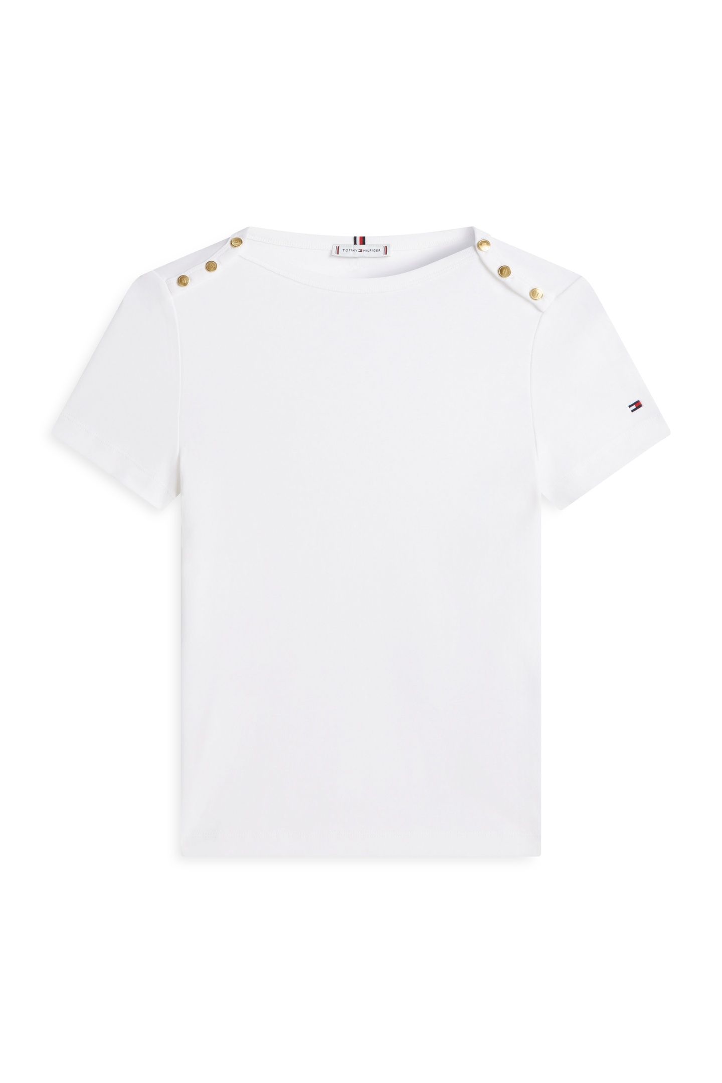 GOLD BUTTON SLIM SS TEE ECRU 4