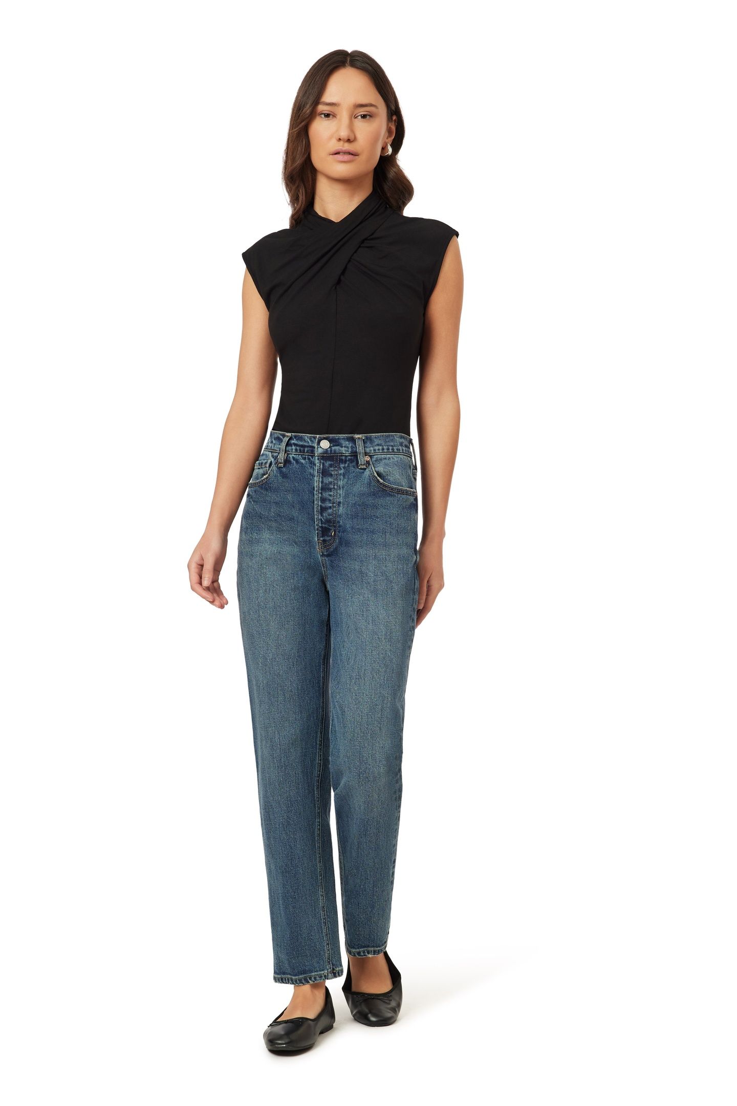 DRAPED NECK TOP BLACK NIGHT 2