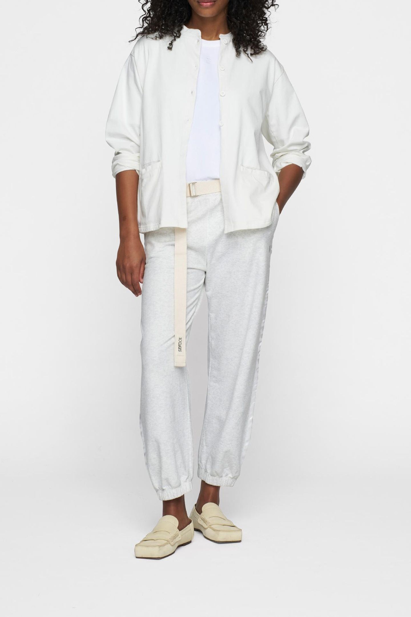 BELTED BAR JOGGER FLEECE WHITE MELEE 4
