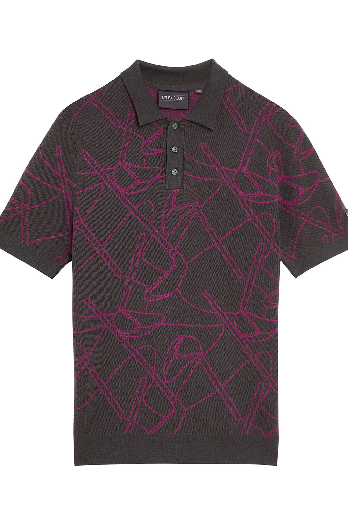 GOLF OUTLINE KNITTED POLO GRANITE/CLARET PURPLE 4