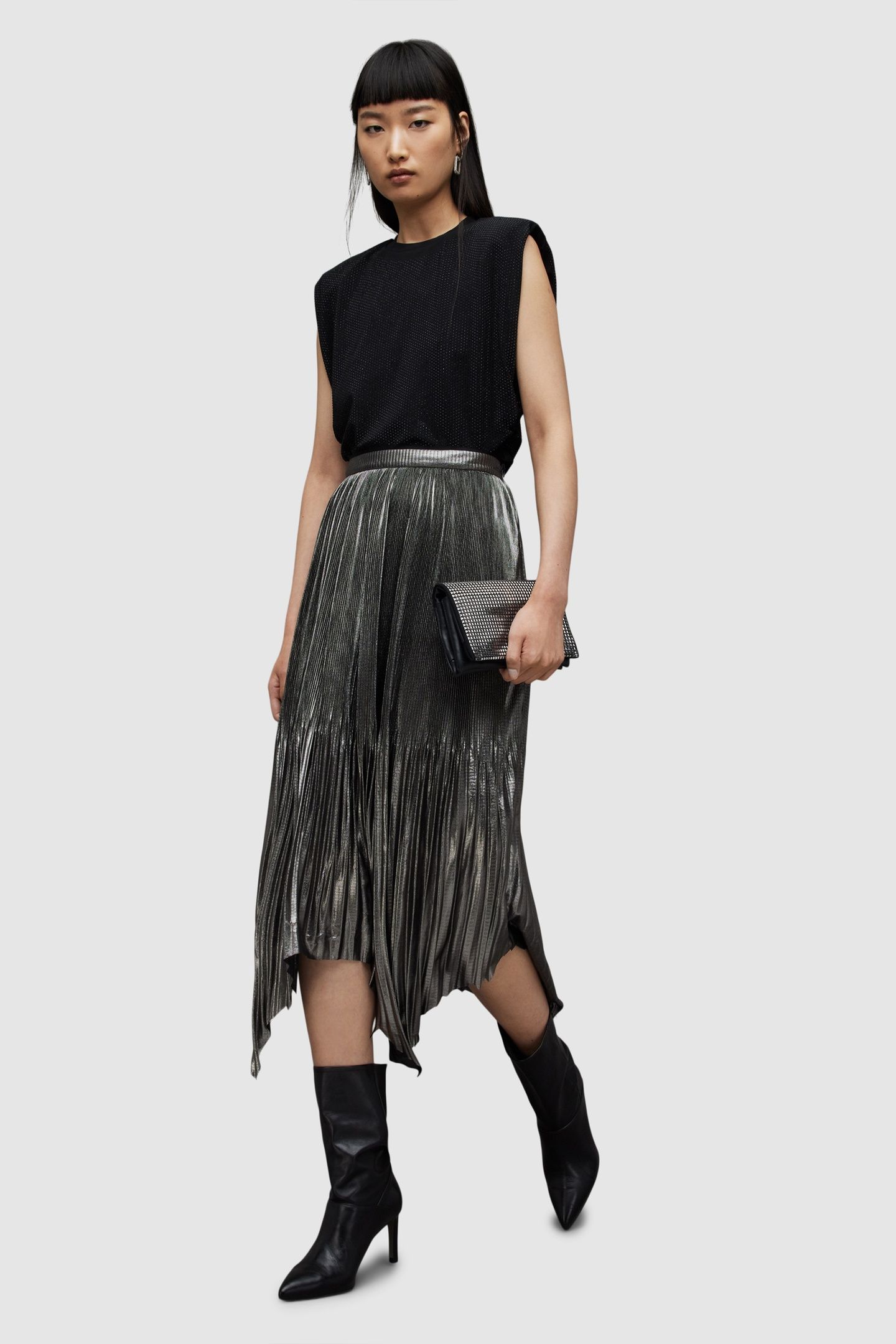 LERIN METALLIC SKIRT SILVER 2