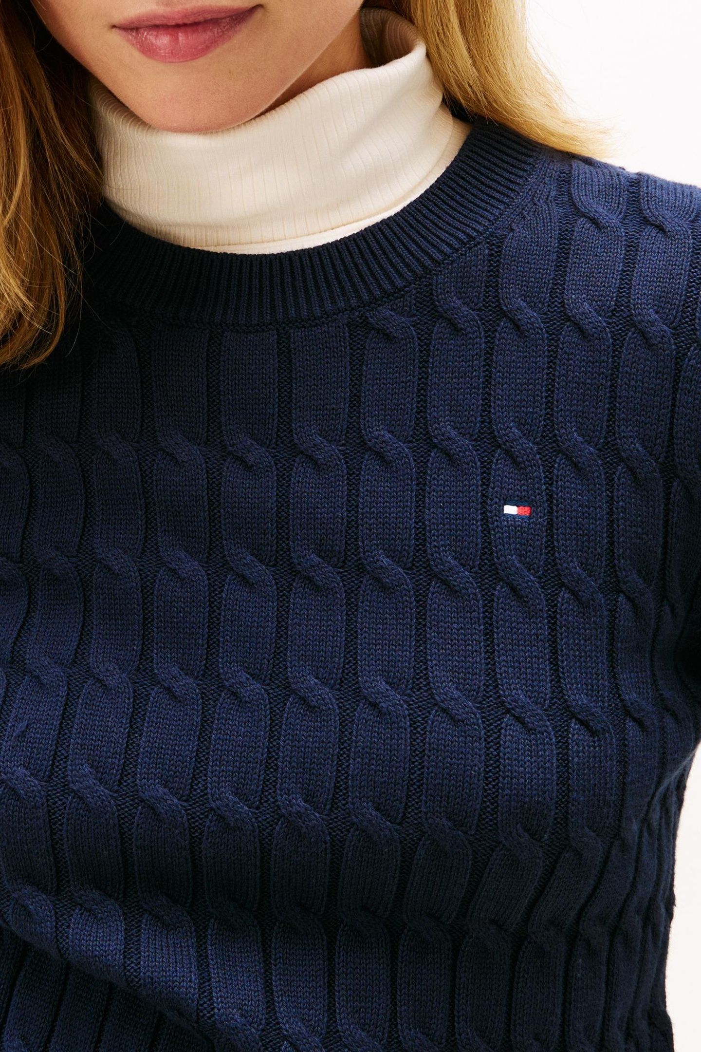 CABLE KNIT CREW NECK JUMPER DARK NIGHT NAVY 4