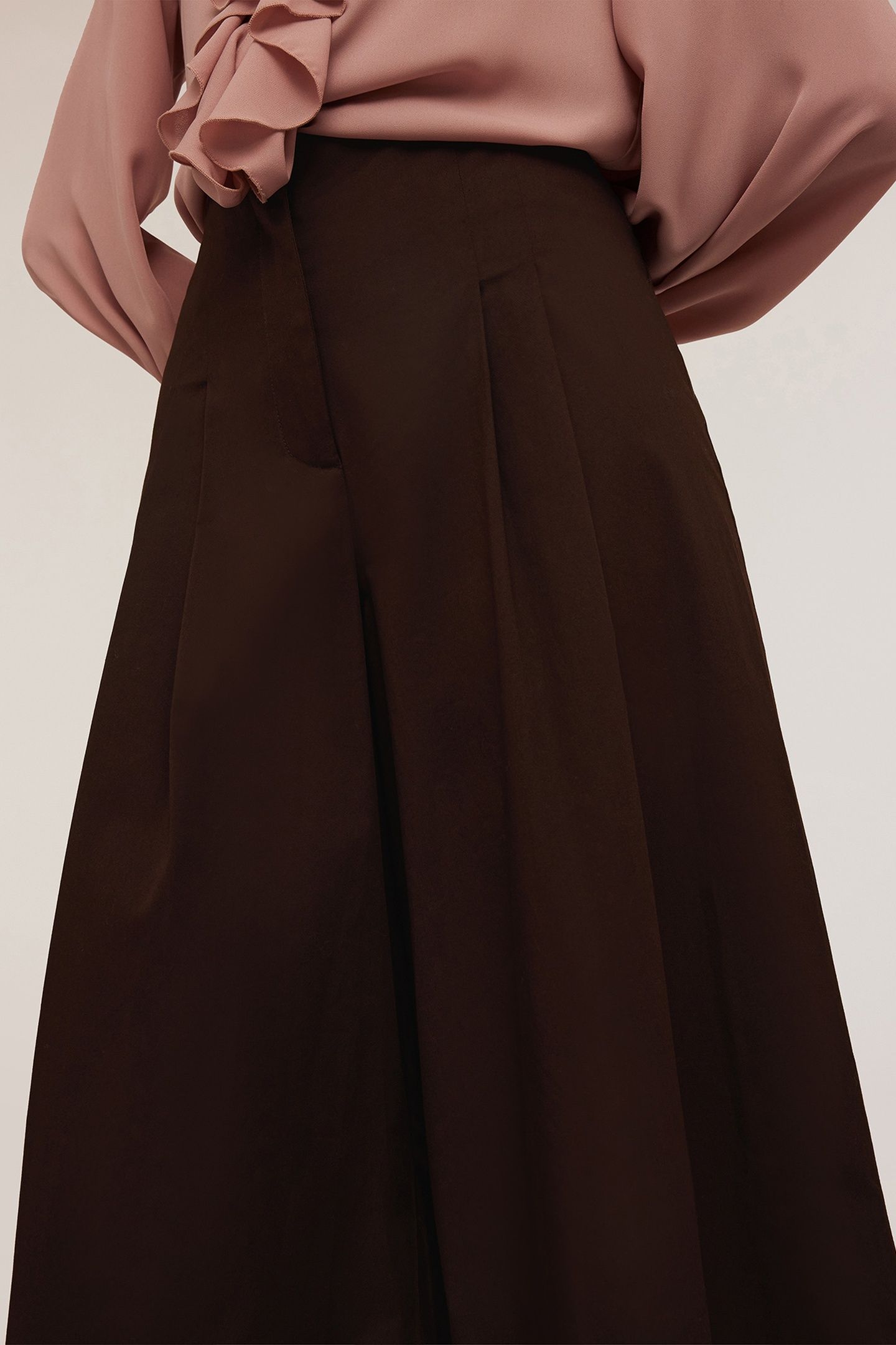 COTTON PALAZZO TROUSERS BROWN 4