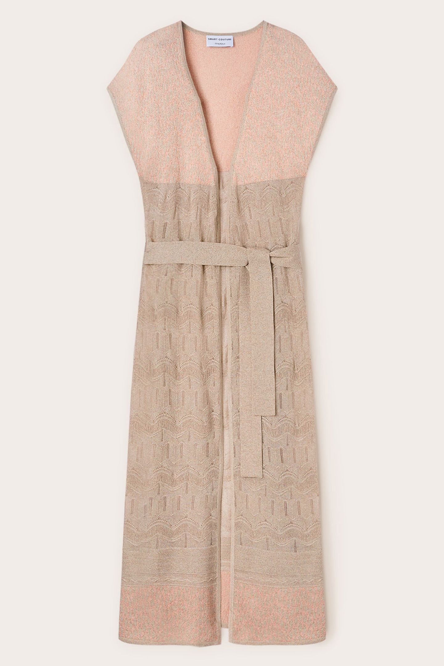 LONG PATTERNED LUREX KNIT CARDIGAN PINK 5