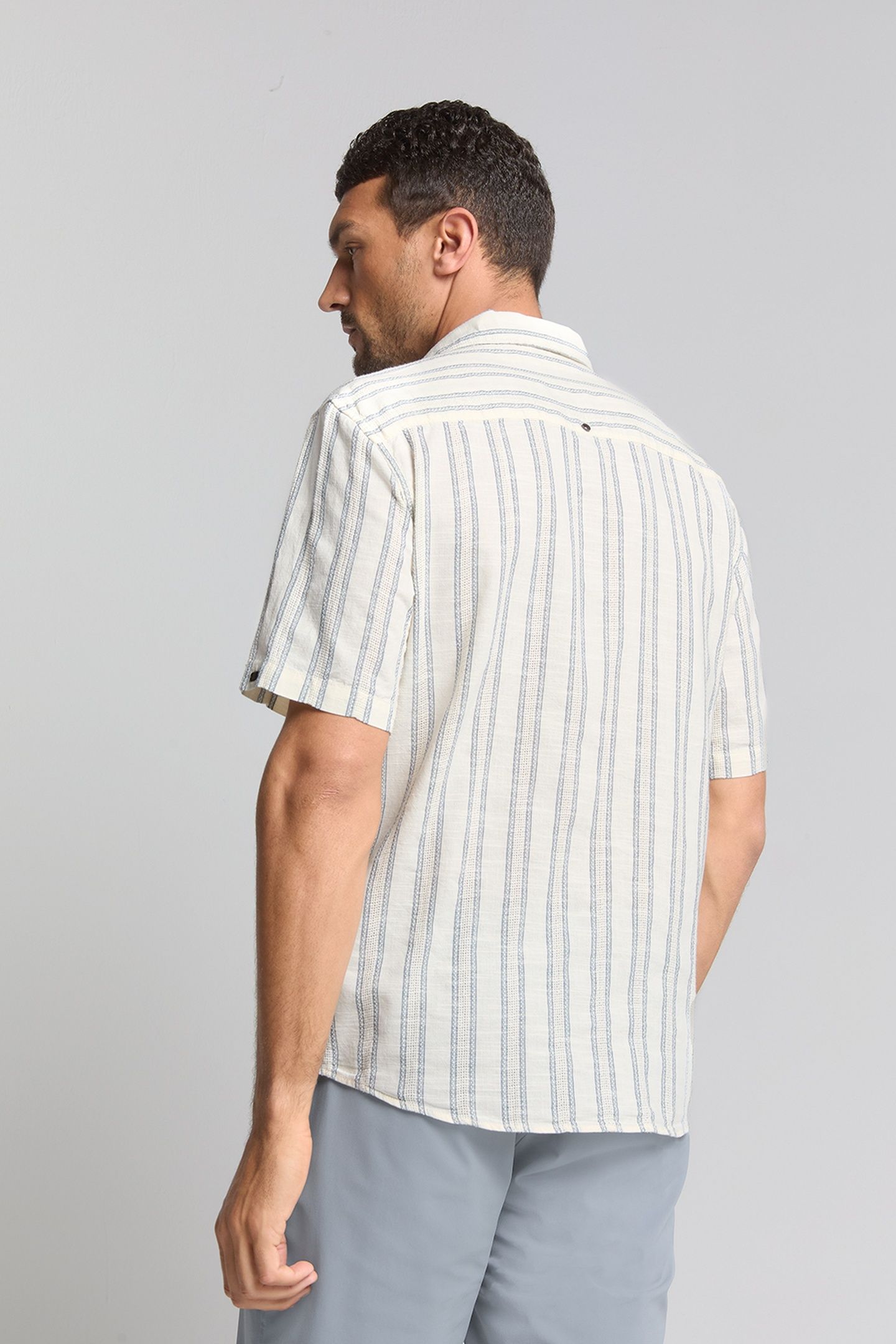 SHIRT SHORT SLEEVE VERTICAL DOBBY STRIPES OFFWHITE 2