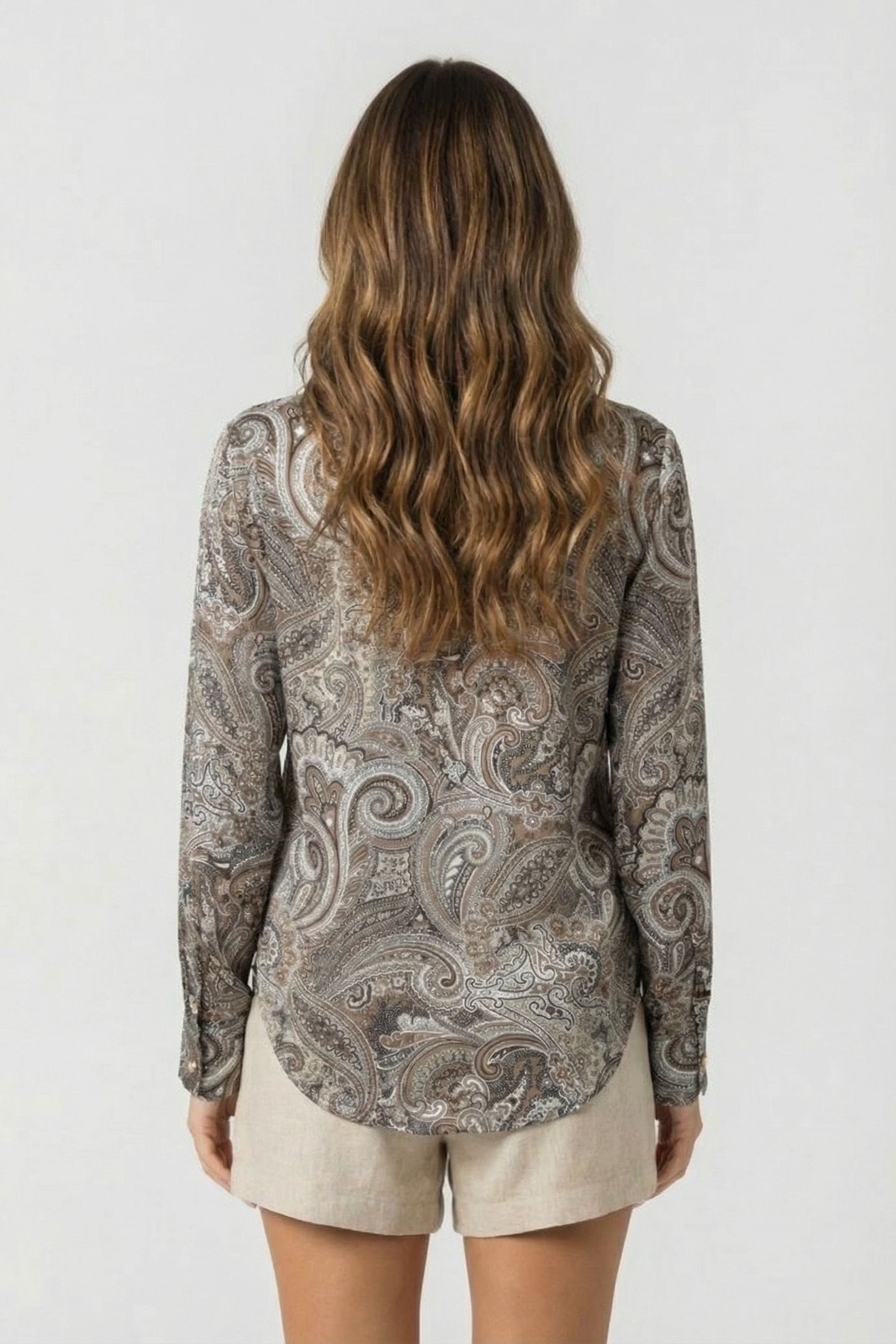 MARCIANO BY GUESS NEW MELISSA SHIRT FLORAL PAISLEY TAUPE 2