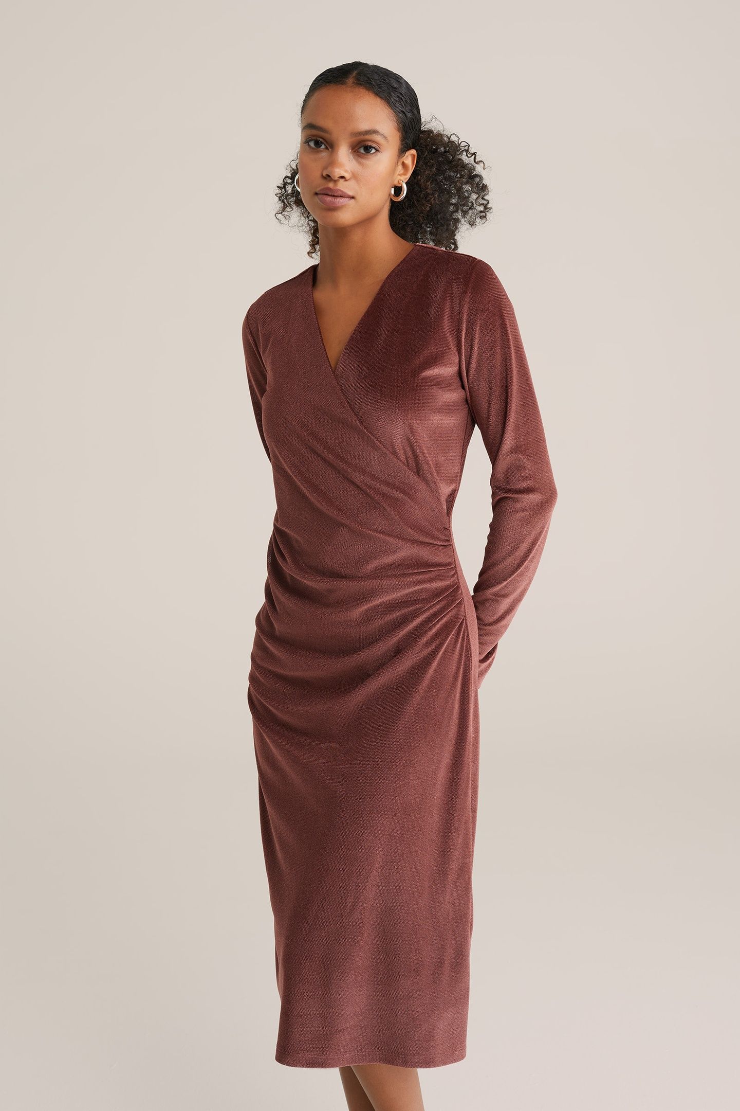 DRESS MID LENGTH BURGUNDY RED 1