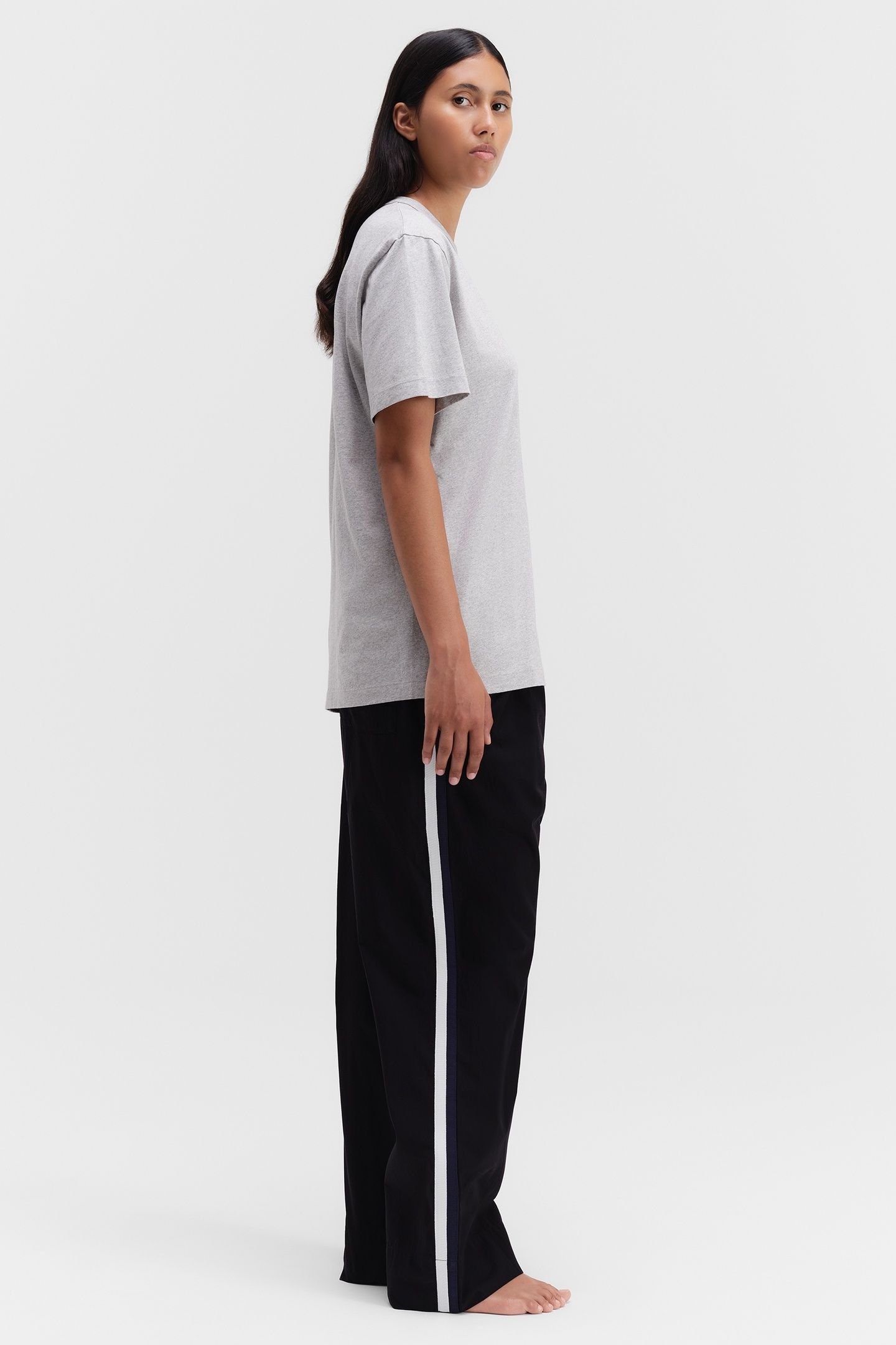 UNISEX POPLIN, PYJAMAS PANTS GROSGRAIN SIDE STRIPE ALL BLACK 5