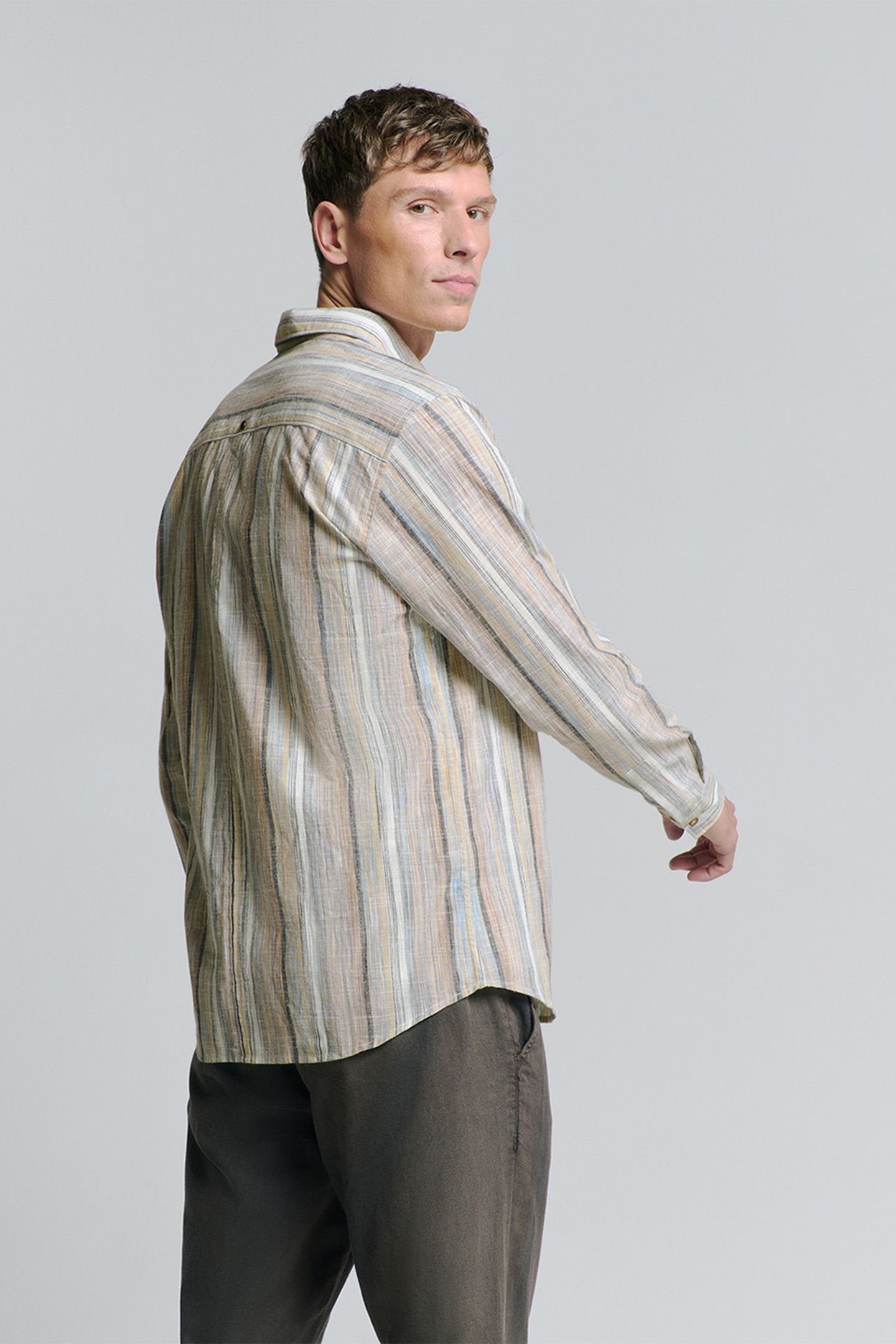 SHIRT SLUB MULTI COLOURED STRIPES BLUE 2