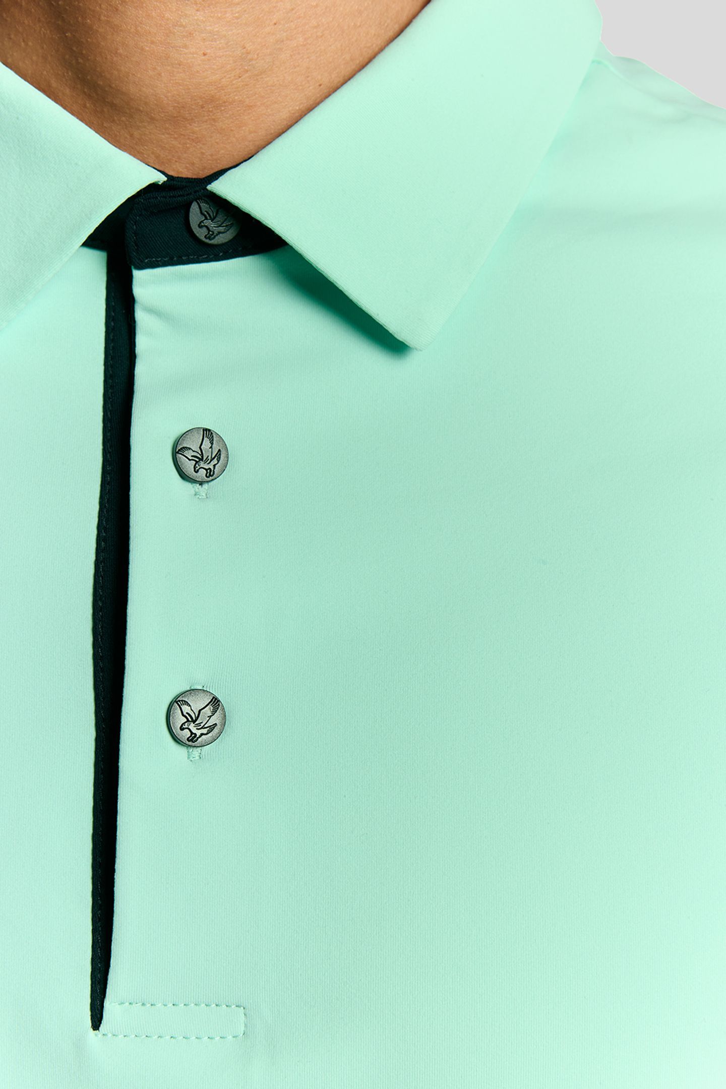 GOLF SHANK BUTTON POLO SHIRT TINTED AQUA/DARK NAVY 6