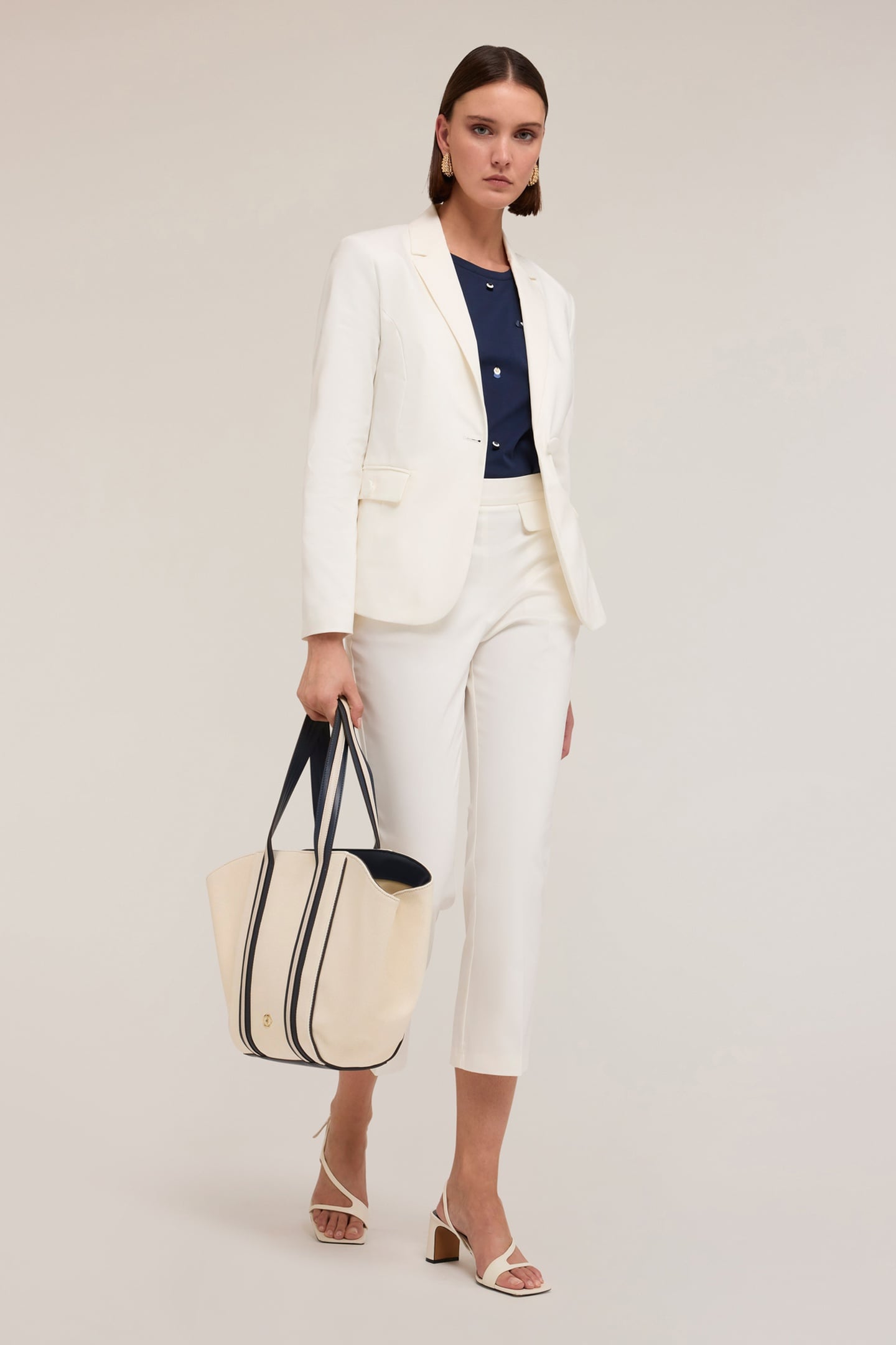 SINGLE-BREASTED BLAZER IN TECHNICAL COTTON WHITE 1