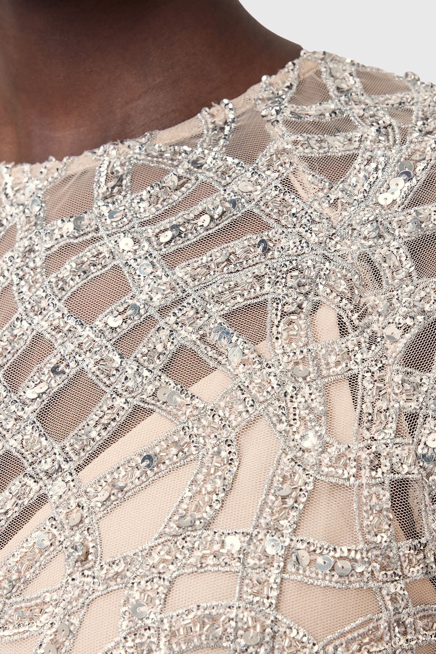 EVA EMB DRESS WHITE/SILVER 8