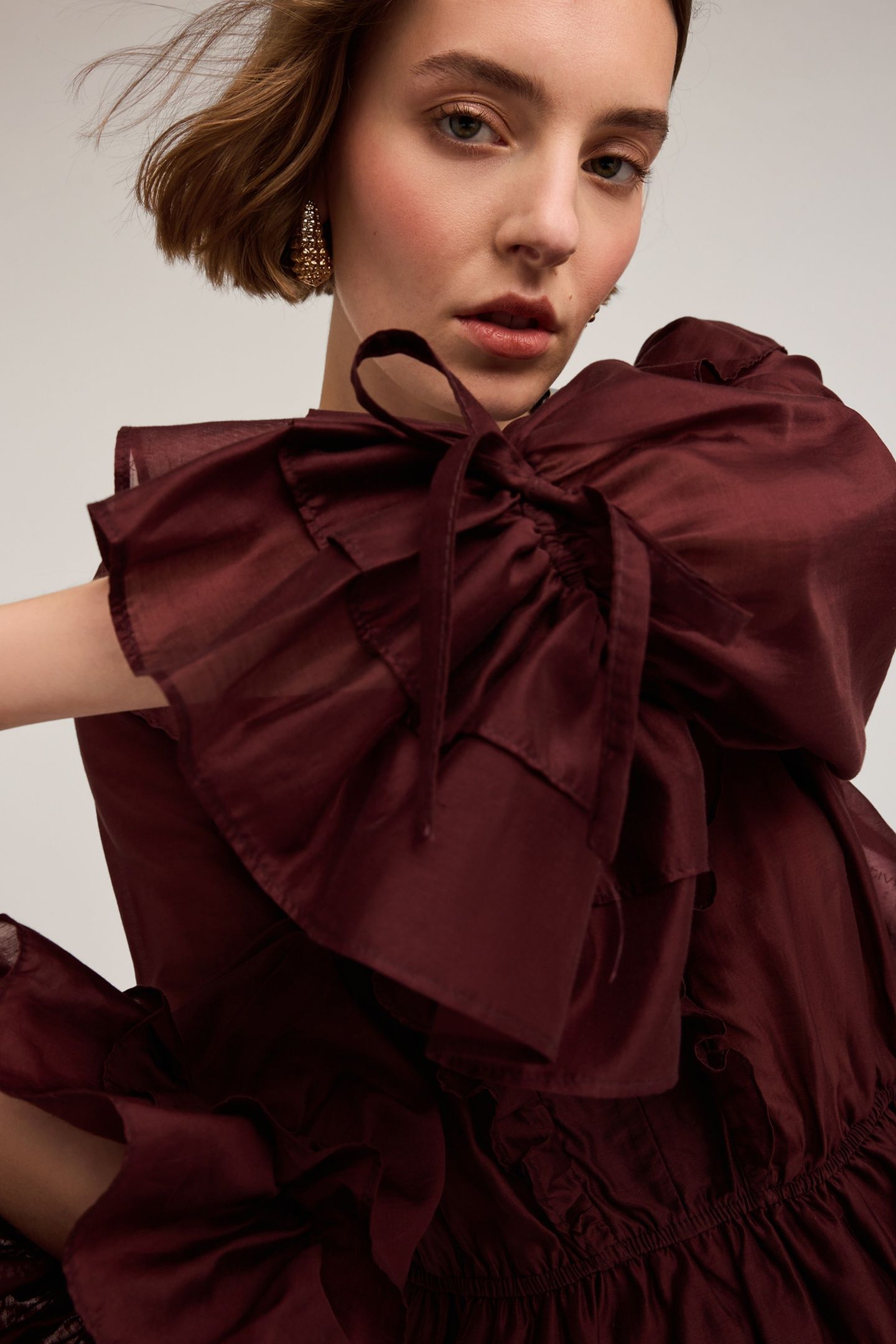VOILE BLOUSE WITH FLOUNCES BURGUNDY 4