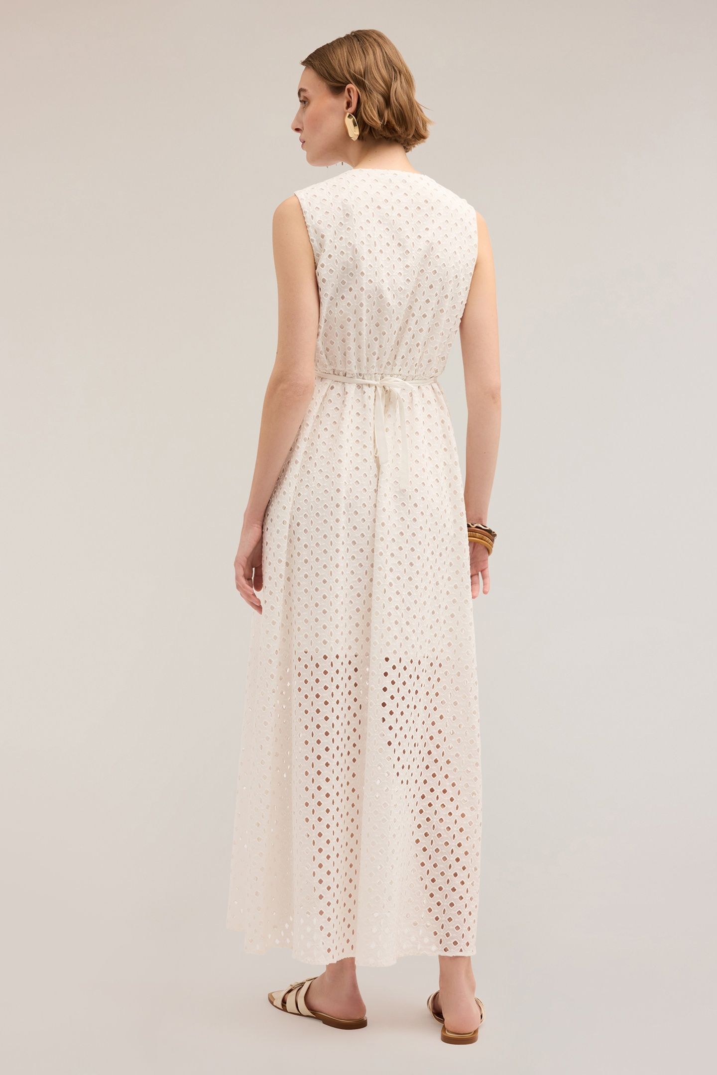 LONG BRODERIE ANGLAISE DRESS WHITE 2