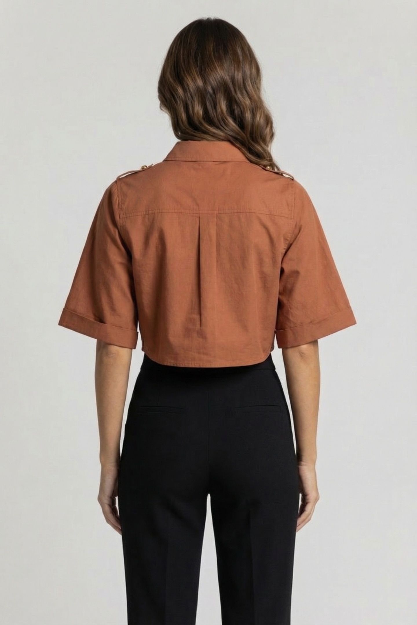 MARCIANO BY GUESS PAT CROPPED SHIRT TERRE DI SIENA 2