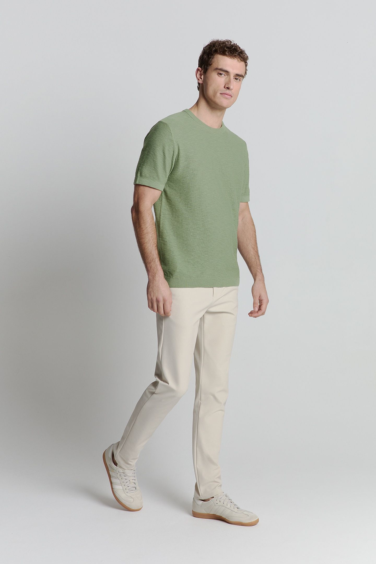 PULLOVER SHORT SLEEVE CREWNECK SOLID SLUB KNIT GREEN 4