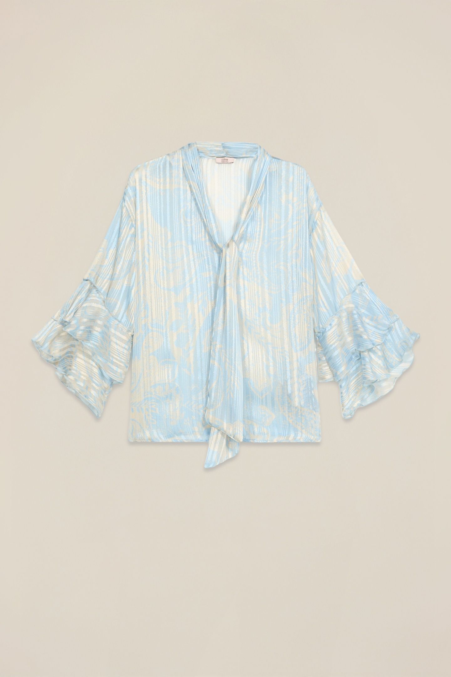 GEORGETTE BLOUSE WITH RUFFLE LIGHT BLUE 3