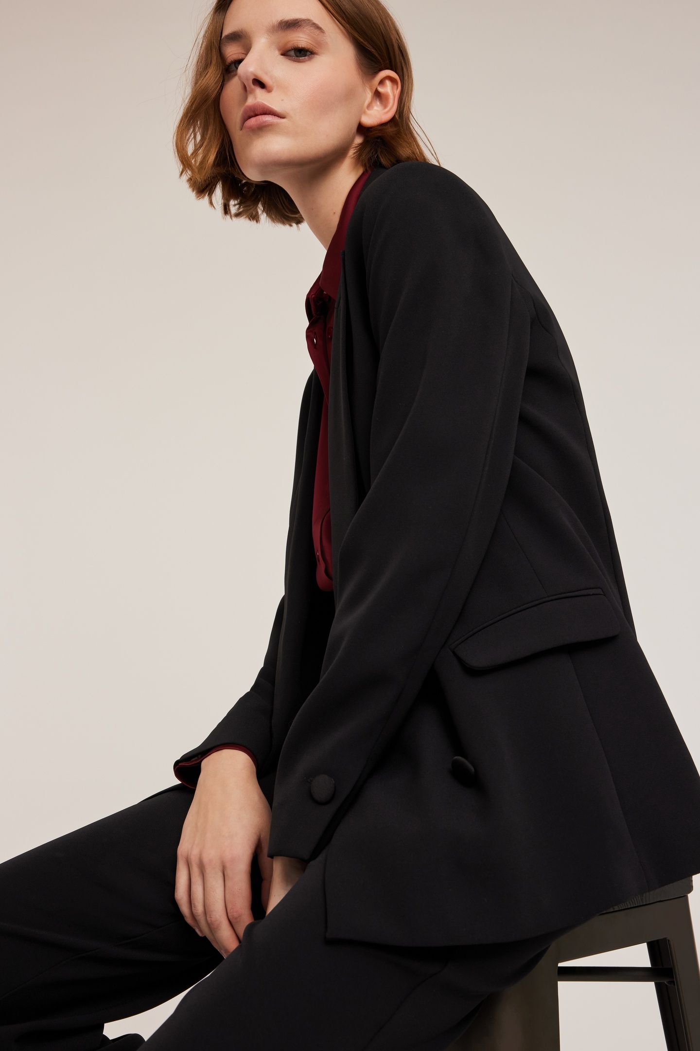DOUBLE-BREASTED OVERSIZED BLAZER BLACK 4