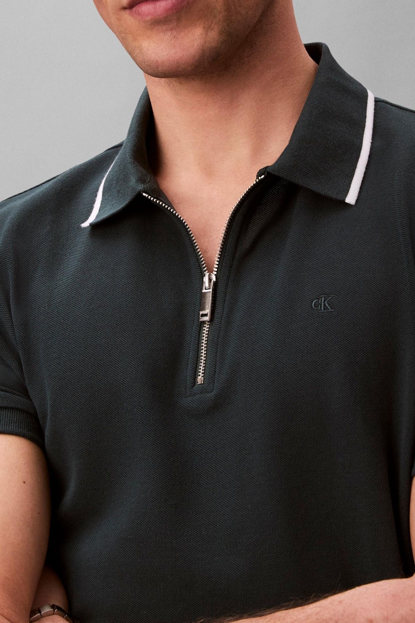 SS TIPPED ZIP PIQUE DARK TEAL 6