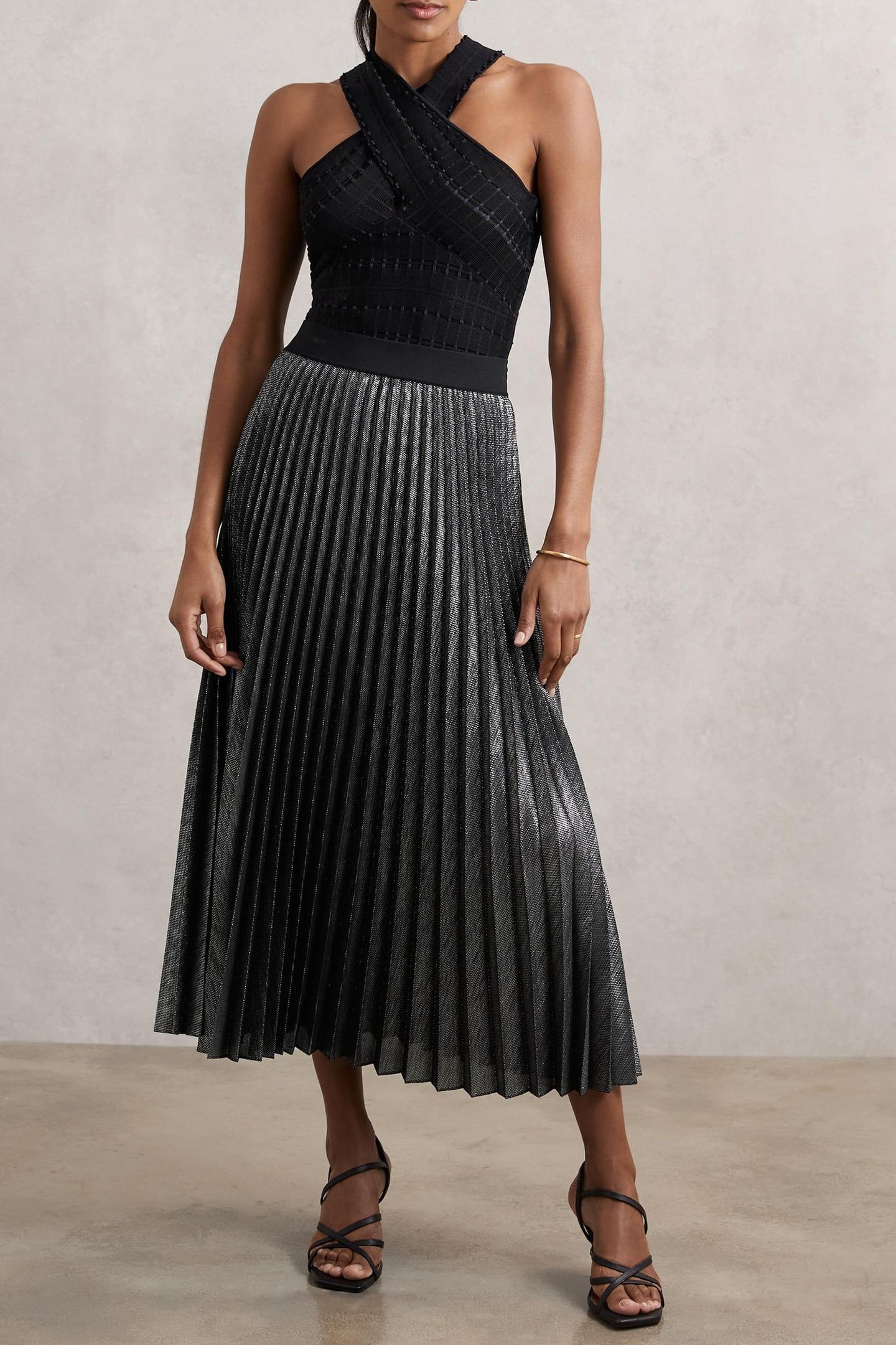 OCCASION PLEAT SKIRT CHARCOAL GREY 1