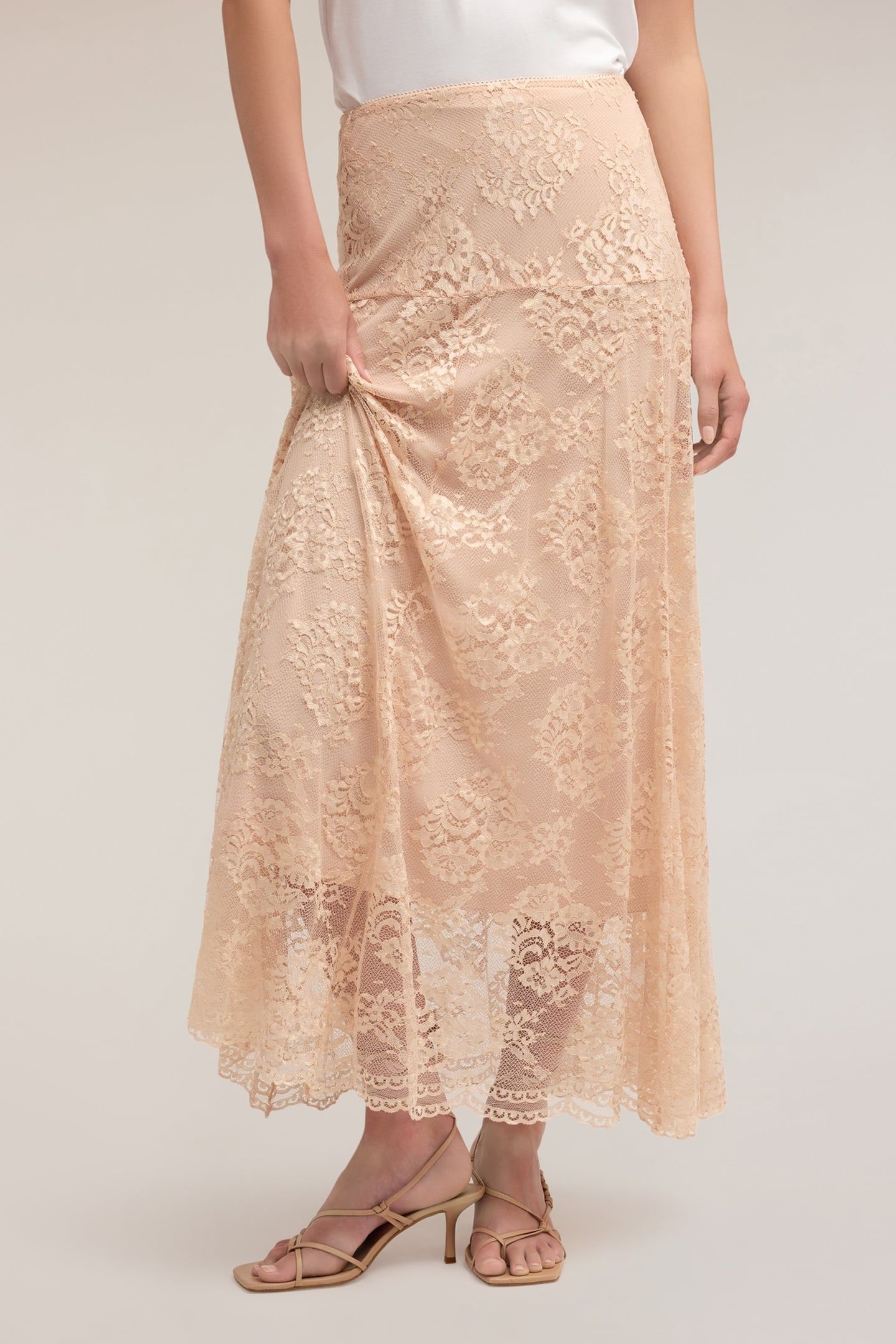 LONG LACE SKIRT POWDER PINK 2