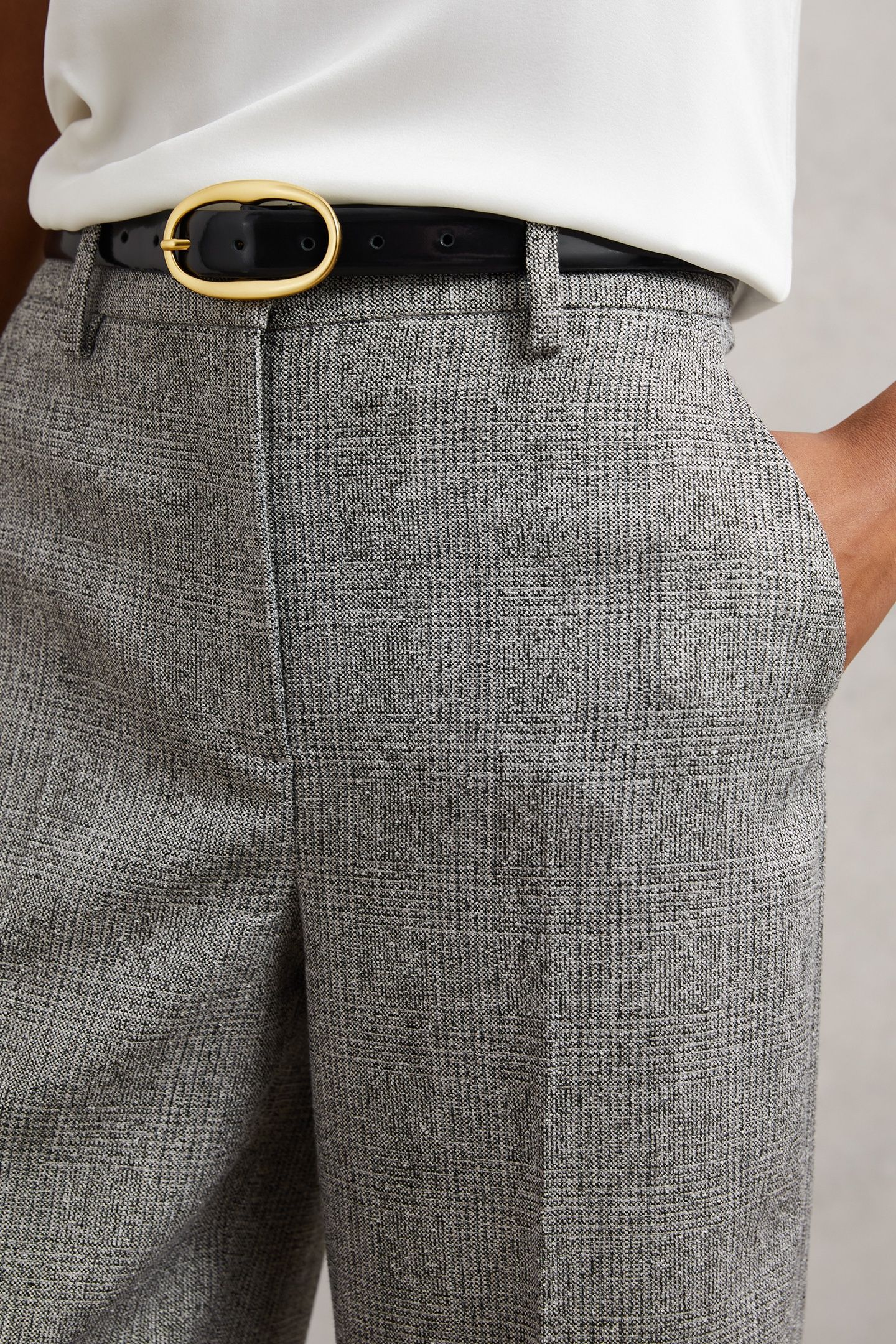TEXTURE WIDE LEG TROUSER GREY 3