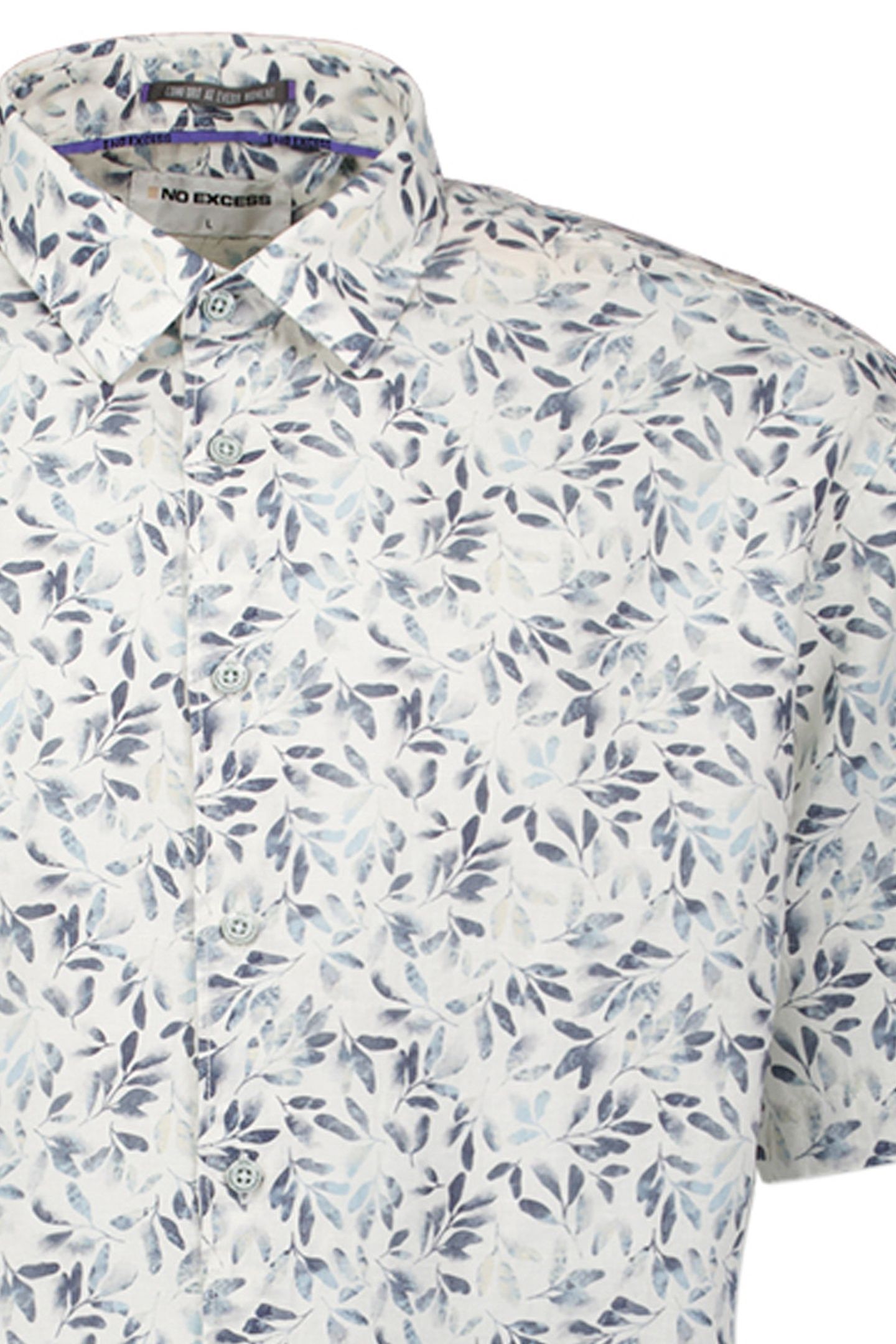 SHIRT SHORT SLEEVE ALLOVER PRINTED SLUB BLUE 3