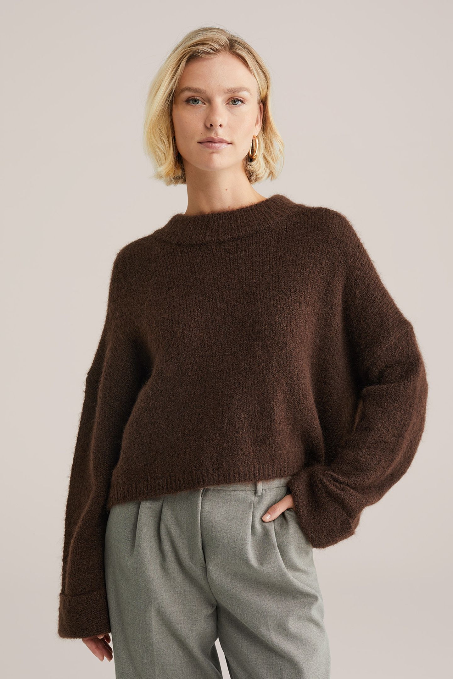 KNITTED PULLOVER DARK BROWN 1