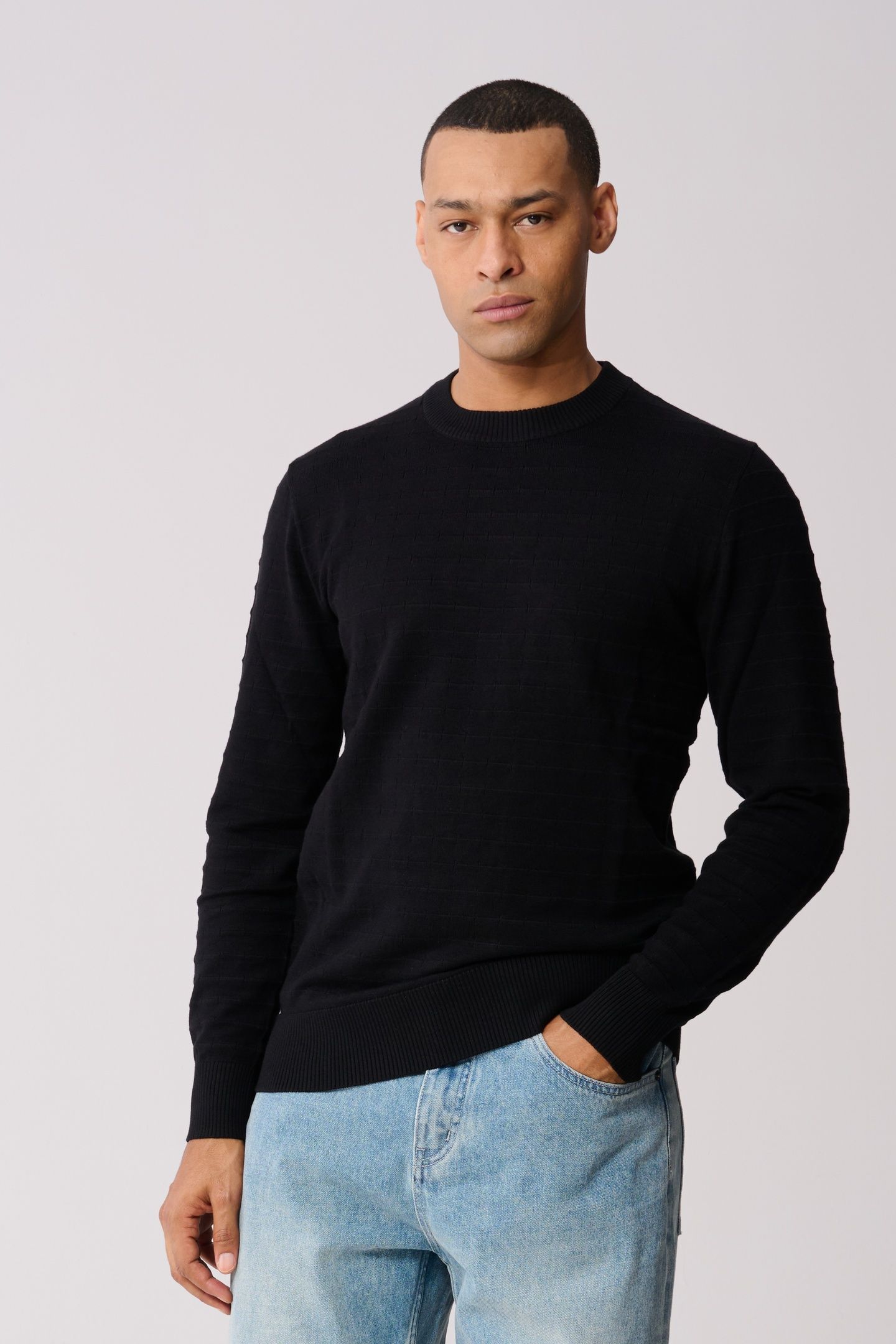 MA-SBFENCING BLOCK KNIT BLACK 1