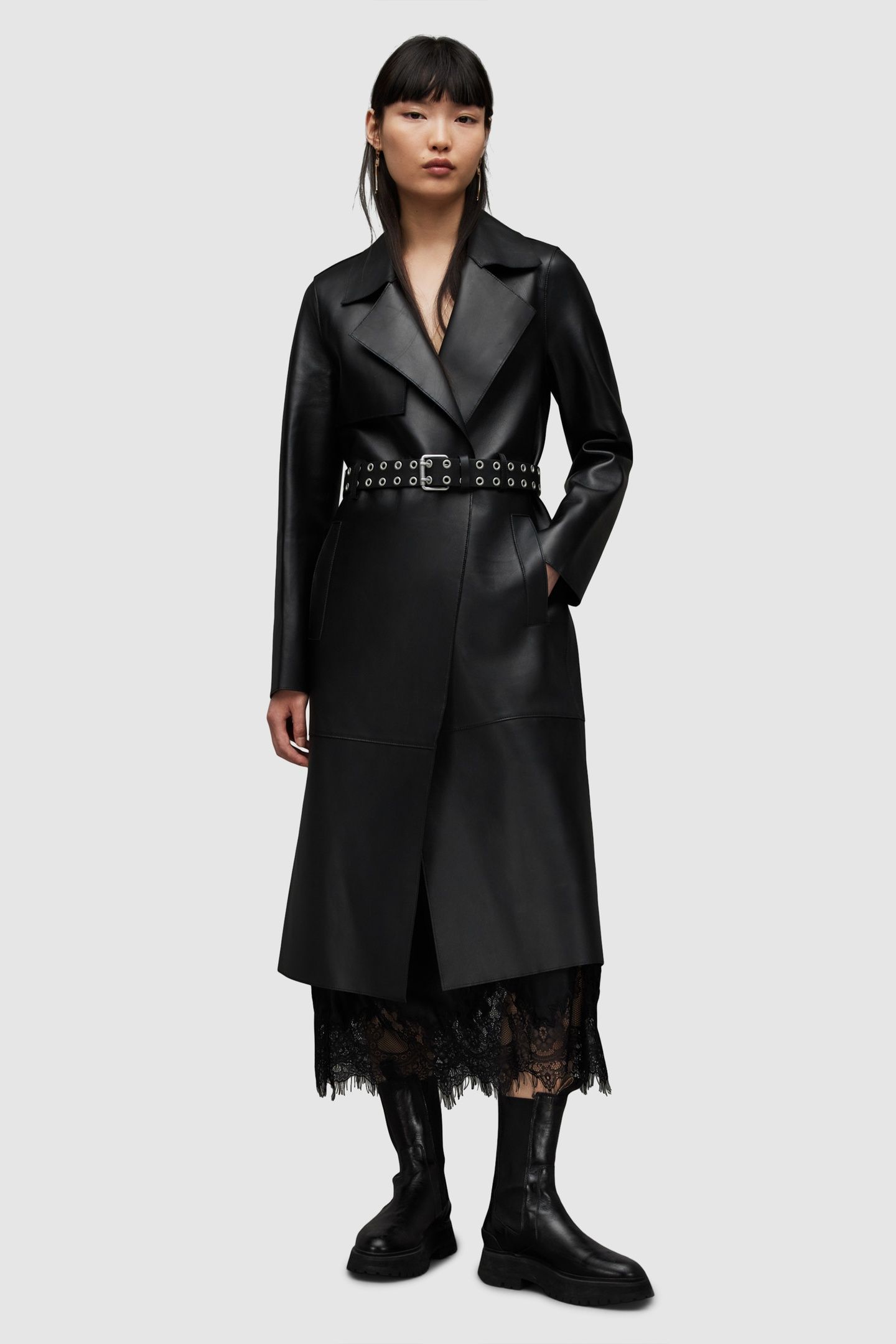 FARREN BELTED MAC BLACK 1