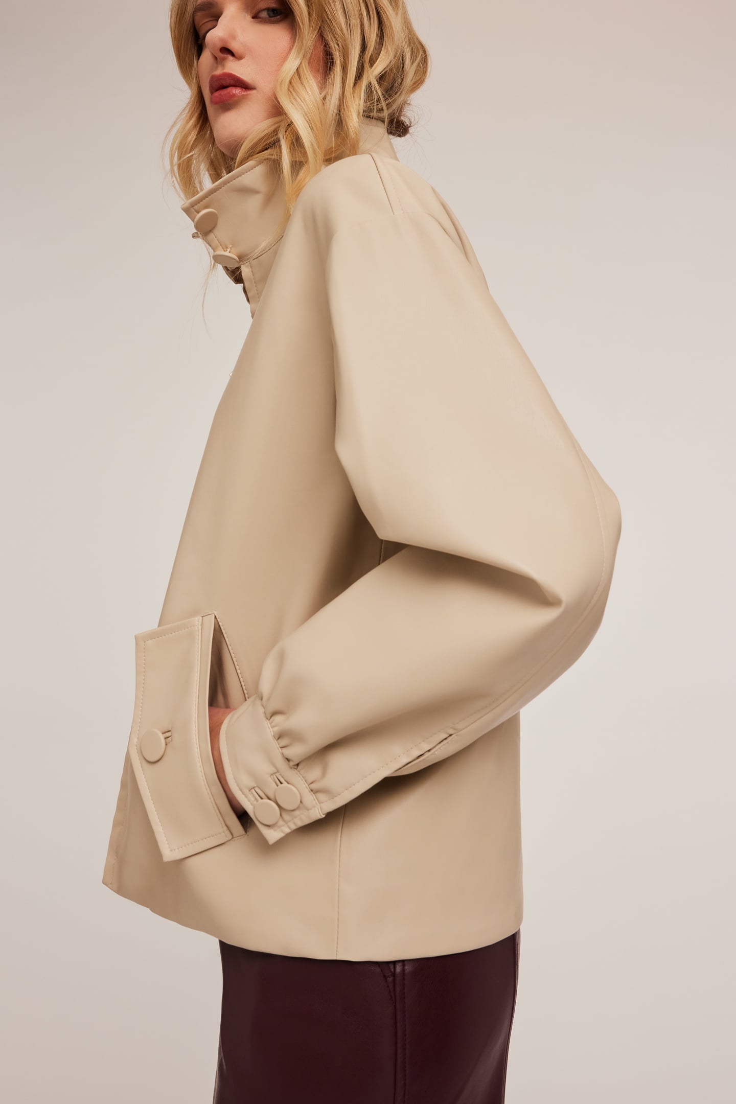 NAPPA-EFFECT COATED FABRIC BOMBER JACKET WHITE 3