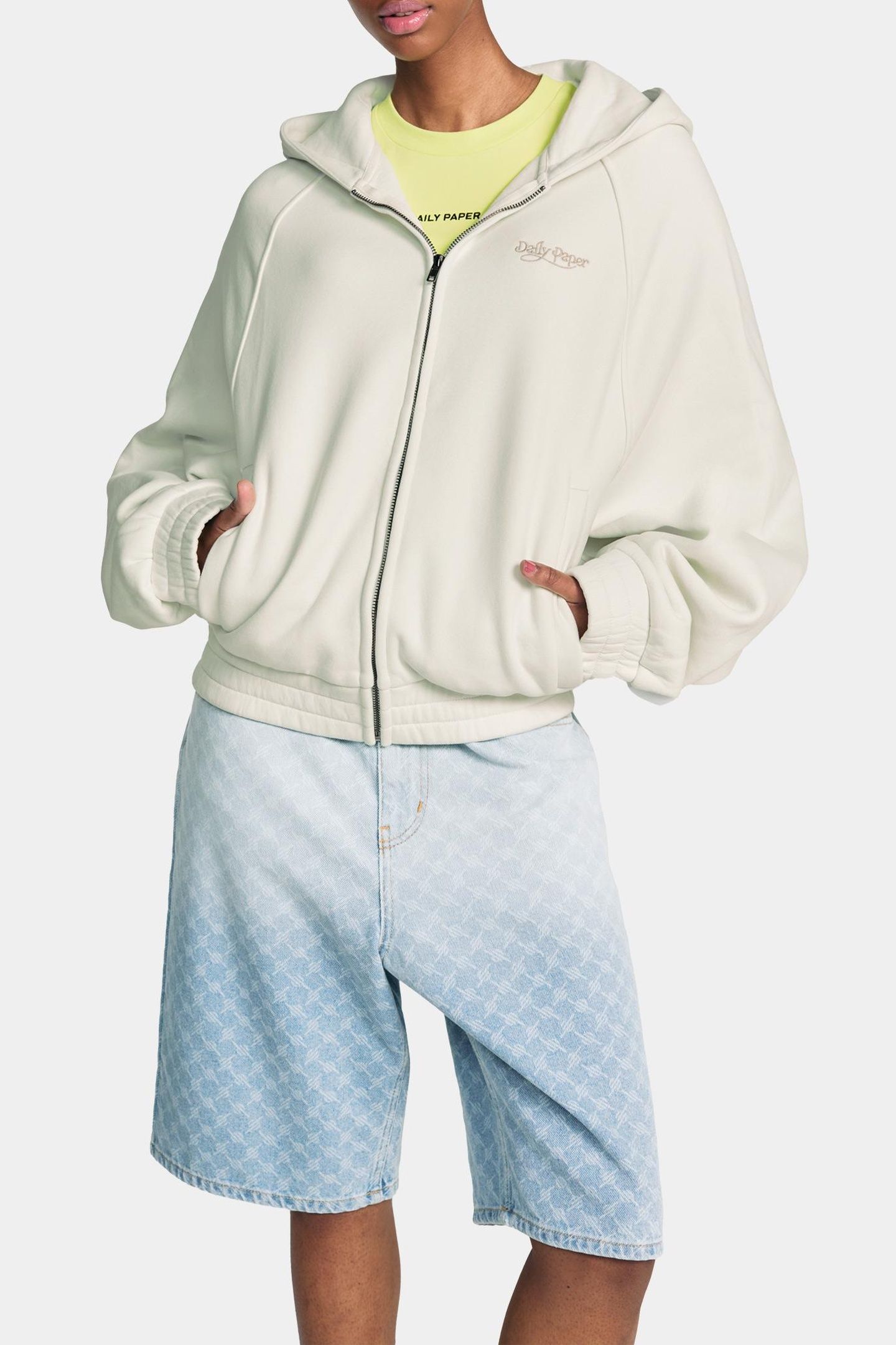 NJERI OVERSIZED ZIPPER HOODIE FROST WHITE 2