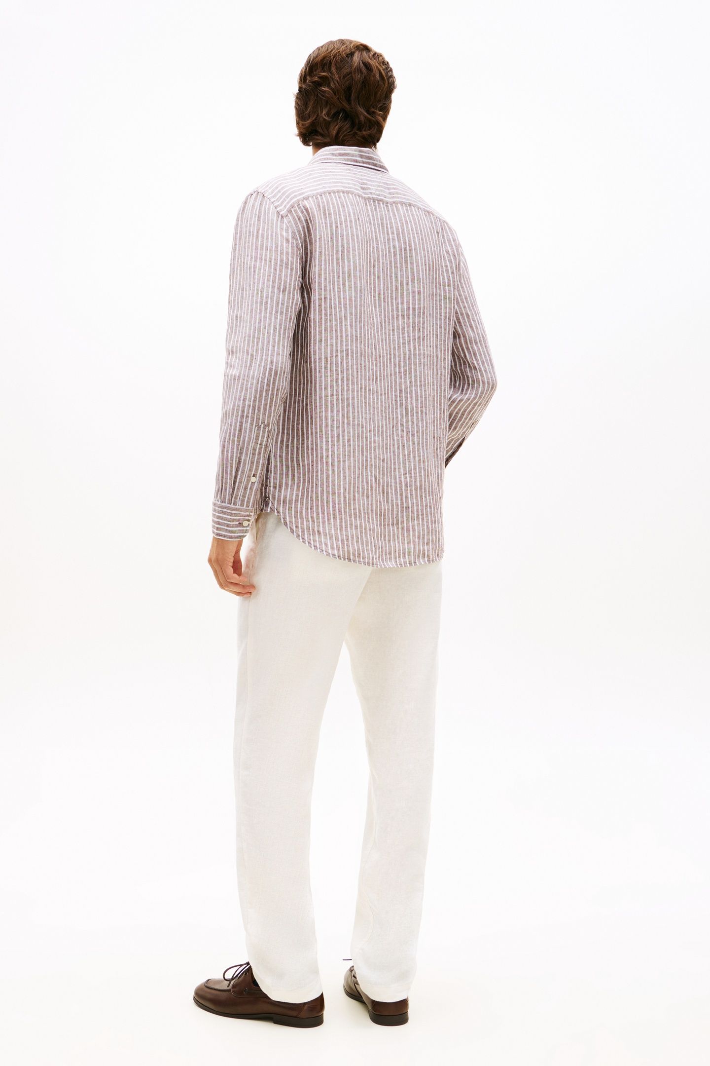 REGULAR FIT LINEN SHIRT LEGACY BROWN/STRIPE 2