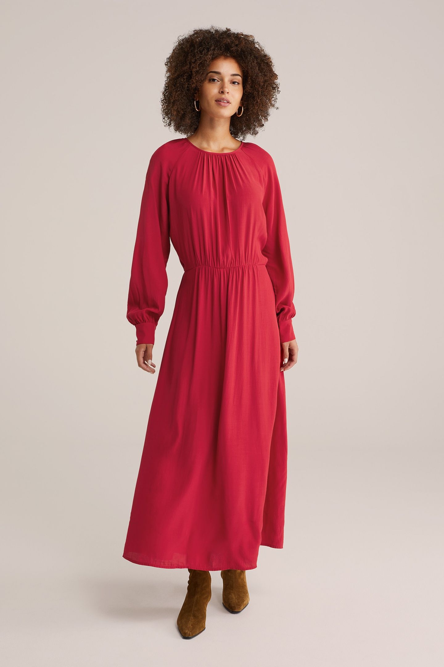 DRESS MAXI LENGTH FIRE RED 1